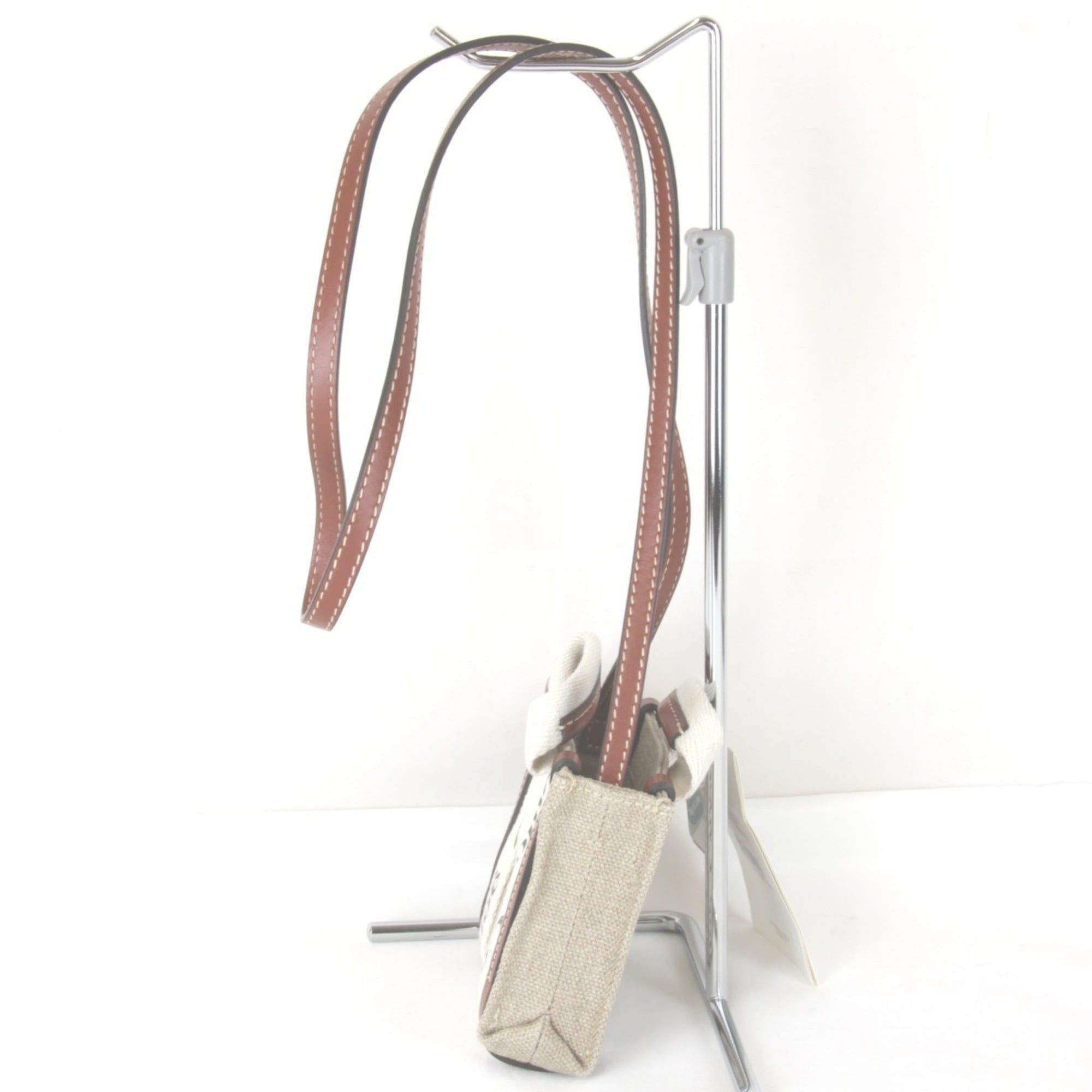 Chloe Chloé Chloe Woody Nano Tote Bag with Tag and Strap, Linen/Cotton/Leather, Beige, Women's Size ONE SIZE - 3 Thumbnail