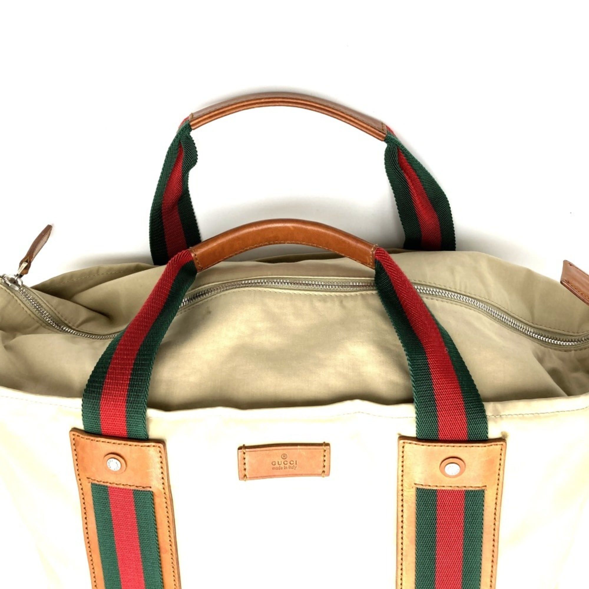 Gucci GUCCI 253511 Tote Bag, Sherry Line, Beige, Polyester, Women's and Men's Size ONE SIZE - 5 Thumbnail