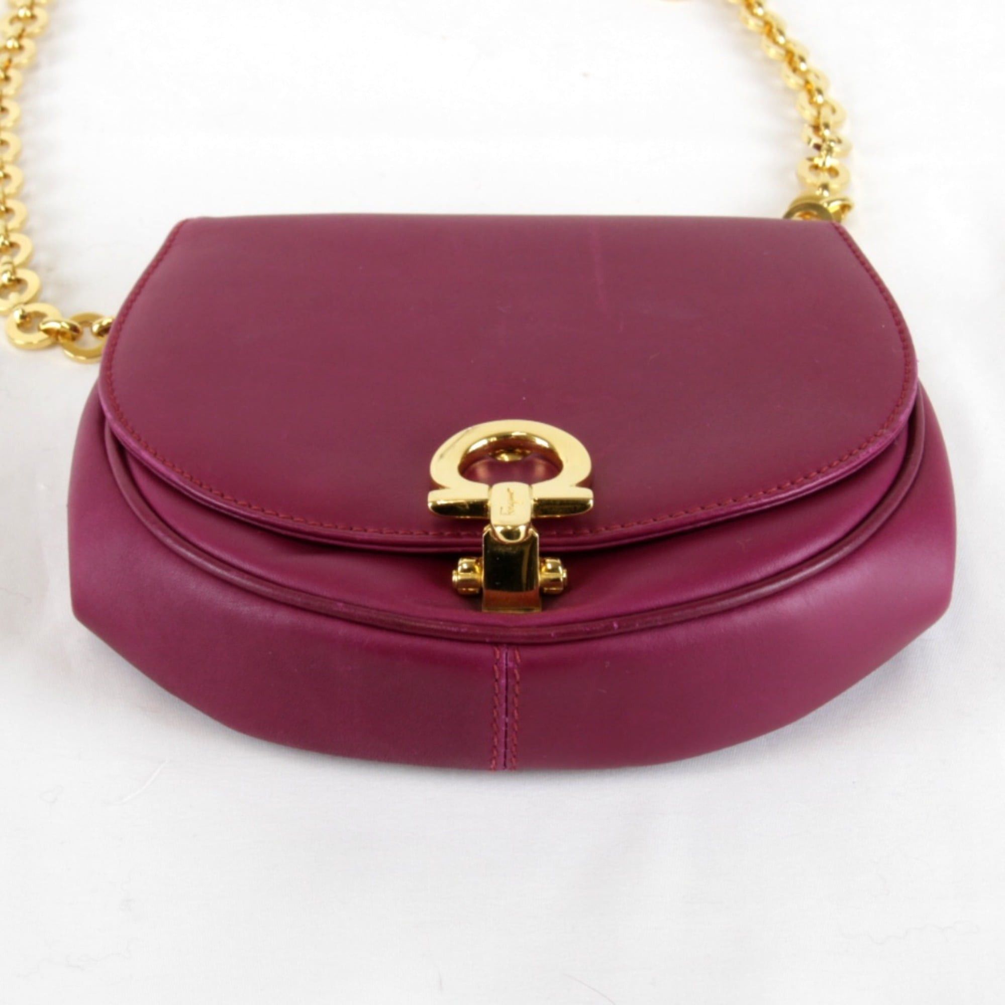 Salvatore Ferragamo Salvatore Ferragamo Gancini Chain Shoulder Bag in Purple Leather for Women Size ONE SIZE - 5 Thumbnail