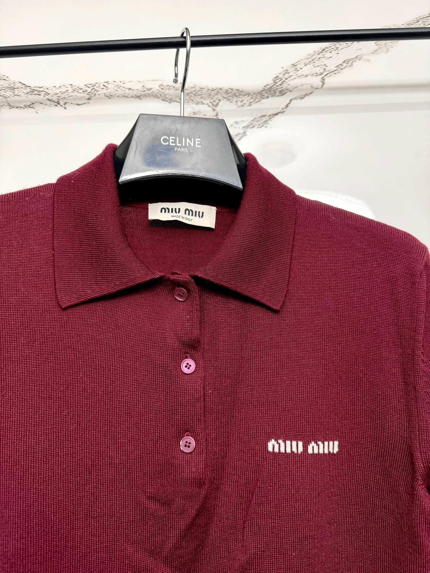 Miu Miu miumiu burgundy wool polo shirt Size M / US 6-8 / IT 42-44 - 2 Thumbnail