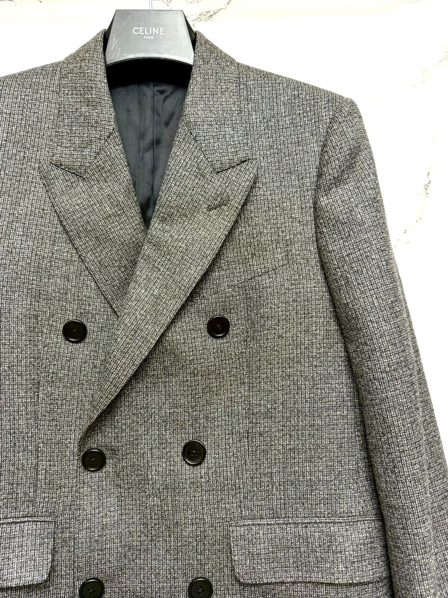 Celine celine gray double-breasted blazer jacket Size US M / EU 48-50 / 2 - 2 Thumbnail