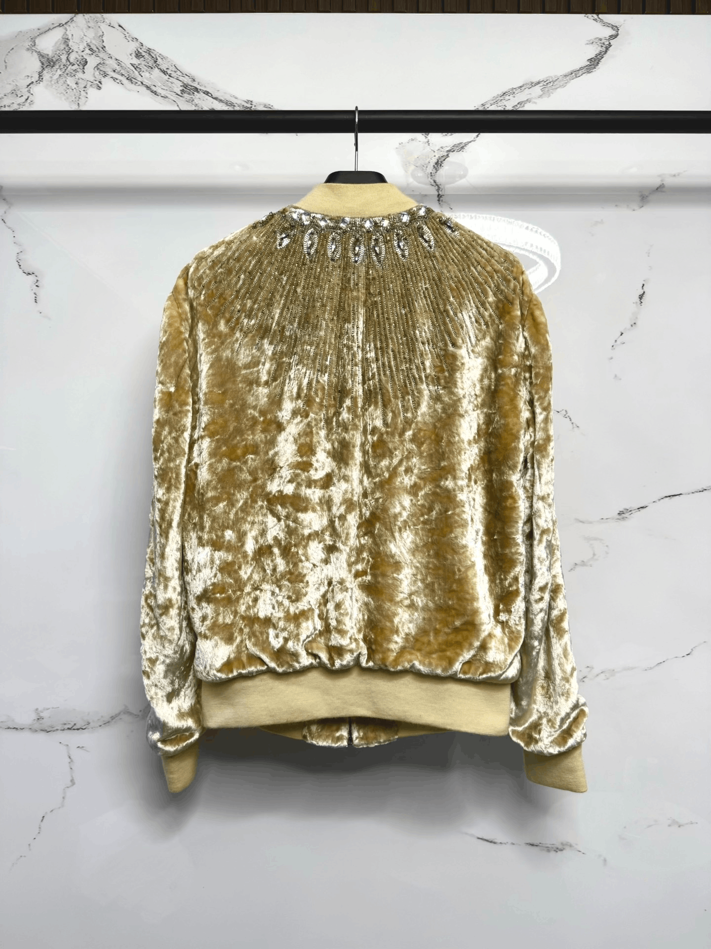 Saint Laurent Paris luxurious velvet bomber jacket with rhinestones Size M / US 6-8 / IT 42-44 - 4 Thumbnail