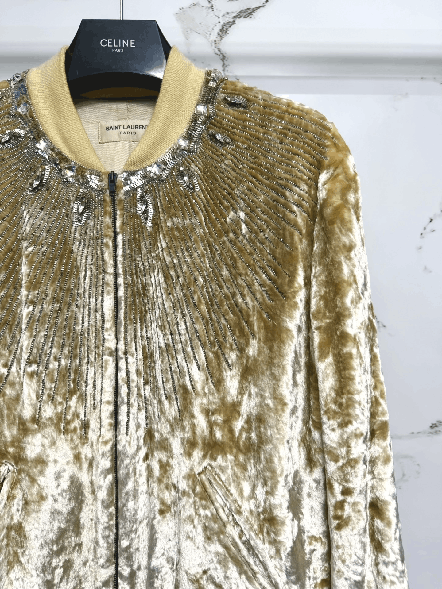 Saint Laurent Paris luxurious velvet bomber jacket with rhinestones Size M / US 6-8 / IT 42-44 - 2 Thumbnail