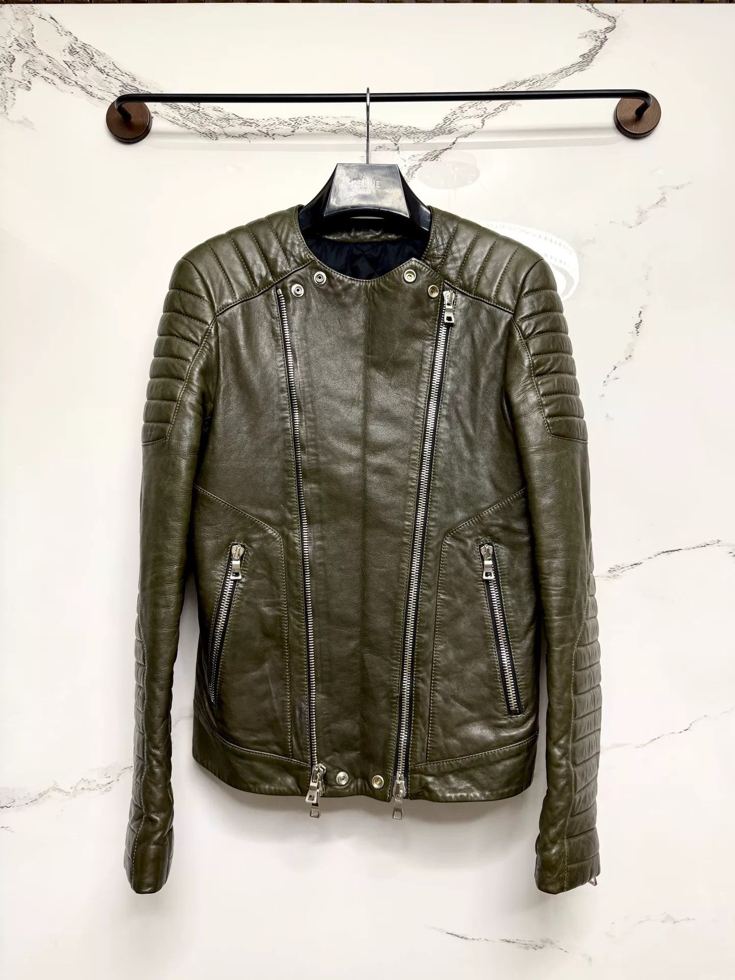 Balmain balmain military green leather biker jacket Size US S / EU 44-46 / 1 - 6 Thumbnail