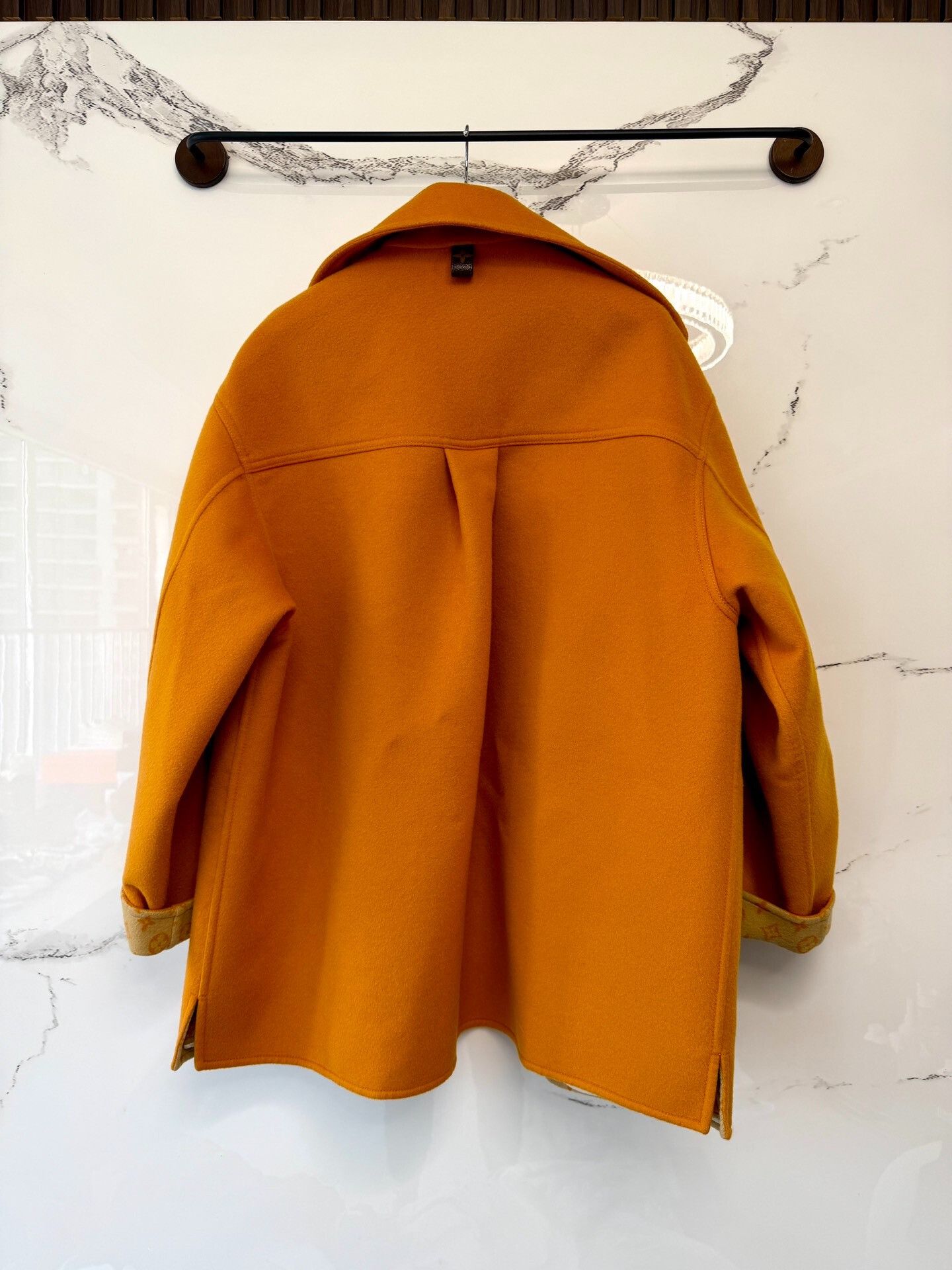 Louis Vuitton louis vuitton orange wool printed coat Size ONE SIZE - 3 Thumbnail