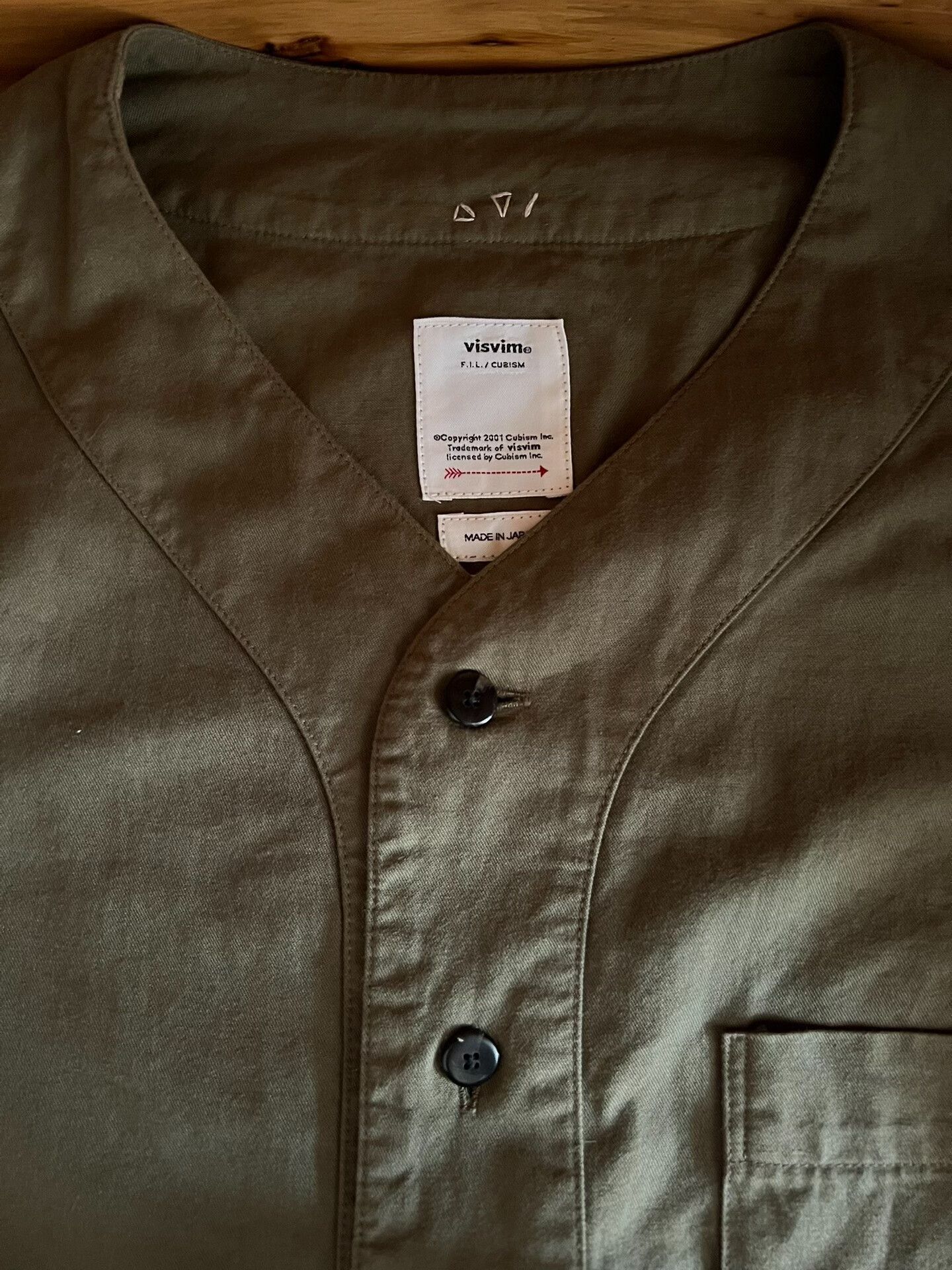 Visvim visvim Giza Cotton Baseball Shirt in Olive Green Size US M / EU 48-50 / 2 - 9 Thumbnail