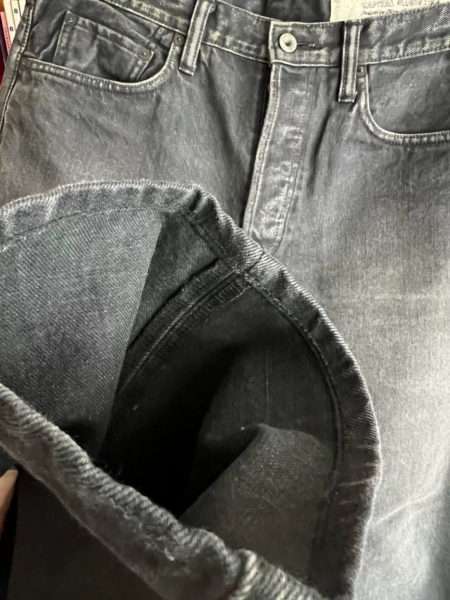 Visvim kapital black denim straight cut pants Size US 34 / EU 50 - 4 Thumbnail
