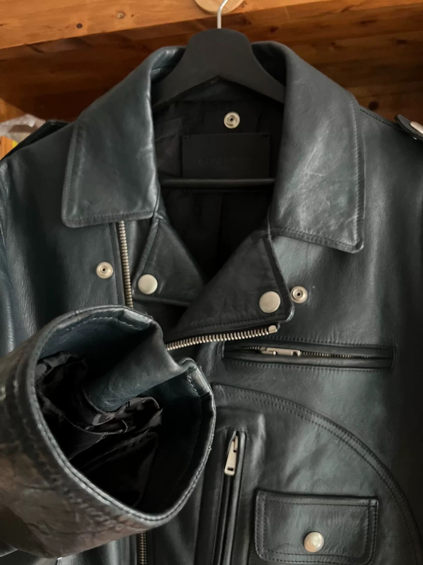 Givenchy Givenchy Blue Leather Biker Jacket Size US L / EU 52-54 / 3 - 2 Thumbnail