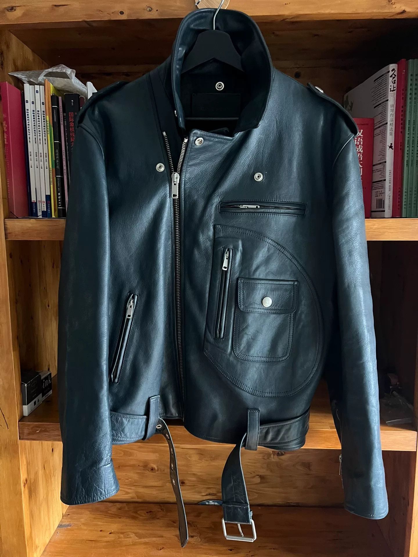 Givenchy Givenchy Blue Leather Biker Jacket Size US L / EU 52-54 / 3 - 5 Thumbnail