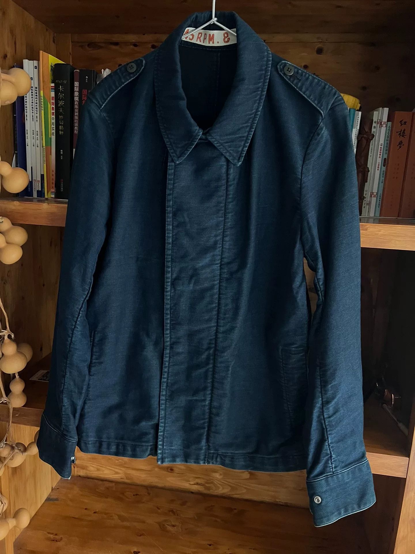 45rpm blue dyed motorcycle jacket with subtle vintage touch Size US M / EU 48-50 / 2 - 3 Thumbnail