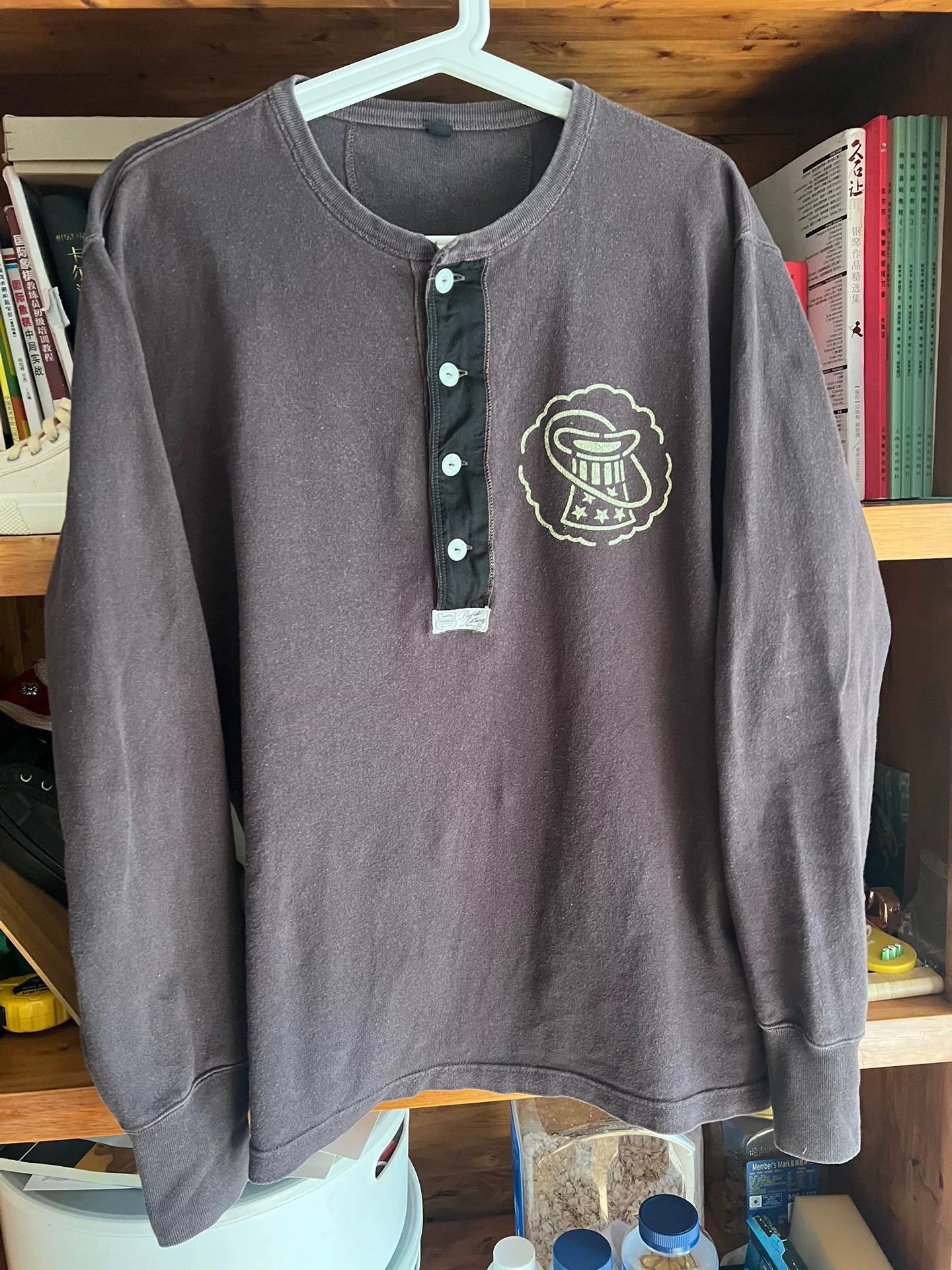 Freewheelers vintage washed henley long sleeve shirt Size US L / EU 52-54 / 3 - 2 Thumbnail