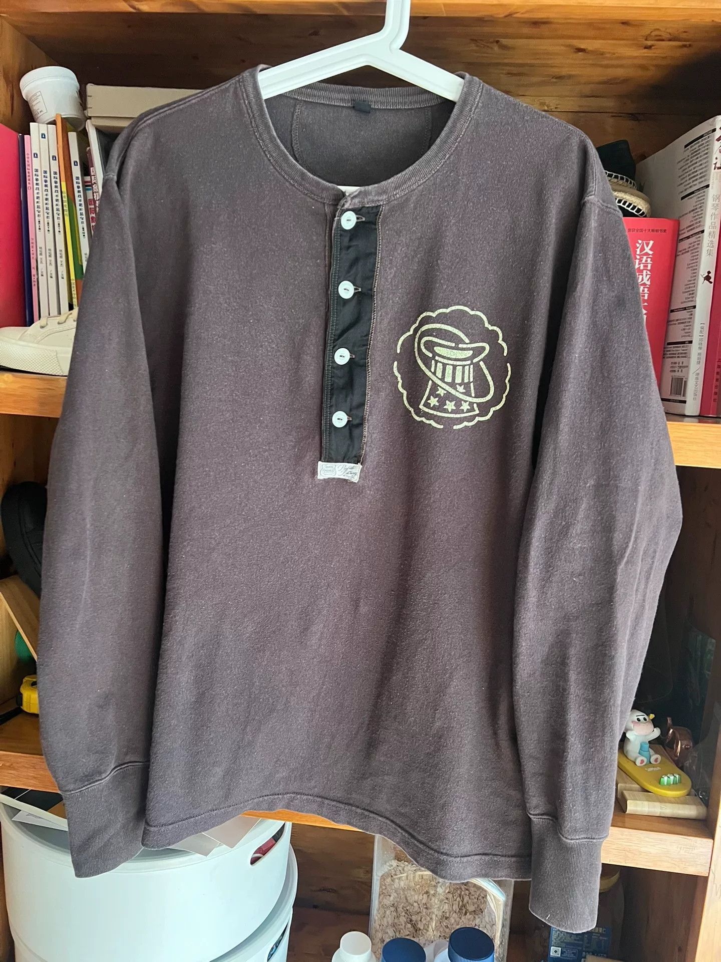 Freewheelers vintage washed henley long sleeve shirt Size US L / EU 52-54 / 3 - 3 Thumbnail