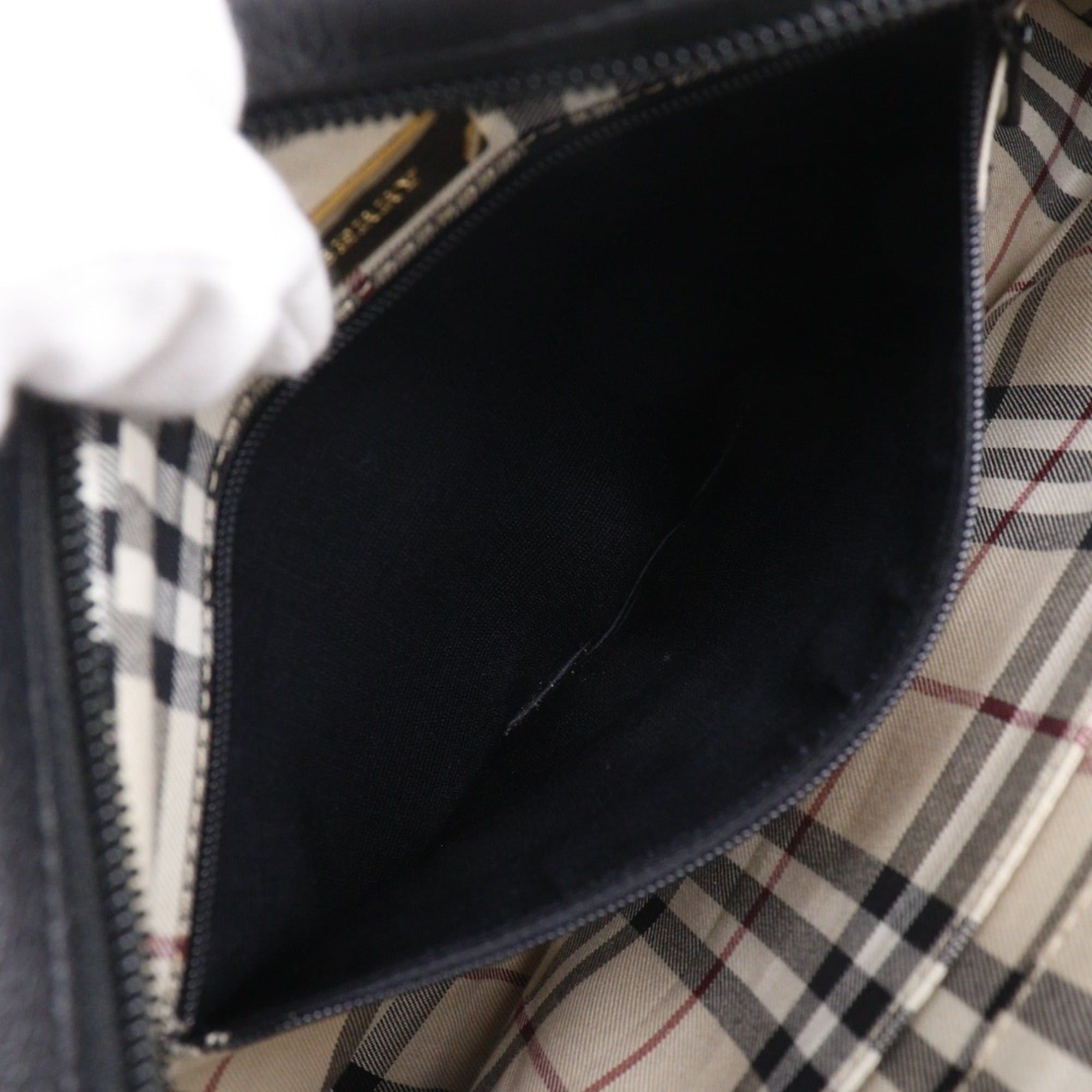 Burberry Burberry grained leather handbag Nova check black A5 zipper Shibo ladies Size ONE SIZE - 10 Thumbnail