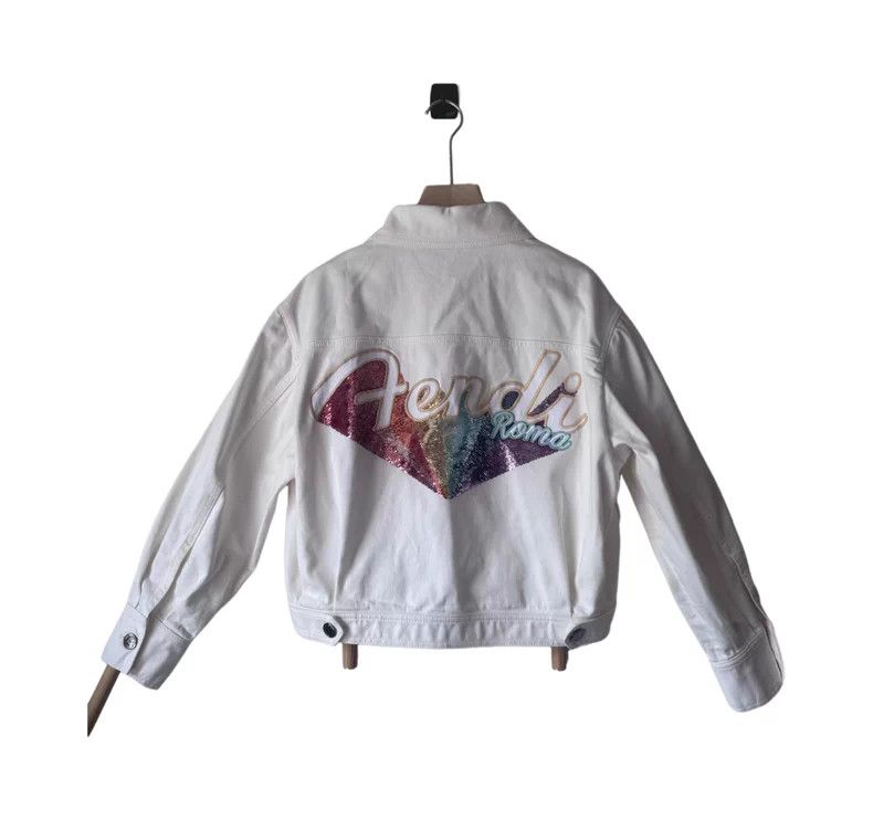 Fendi FENDI White Denim Jacket with Logo Size US M / EU 48-50 / 2 - 2 Thumbnail