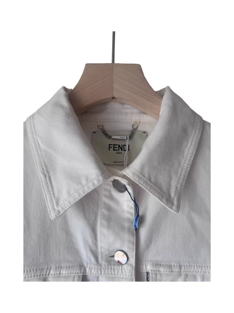 Fendi FENDI White Denim Jacket with Logo Size US M / EU 48-50 / 2 - 8 Thumbnail