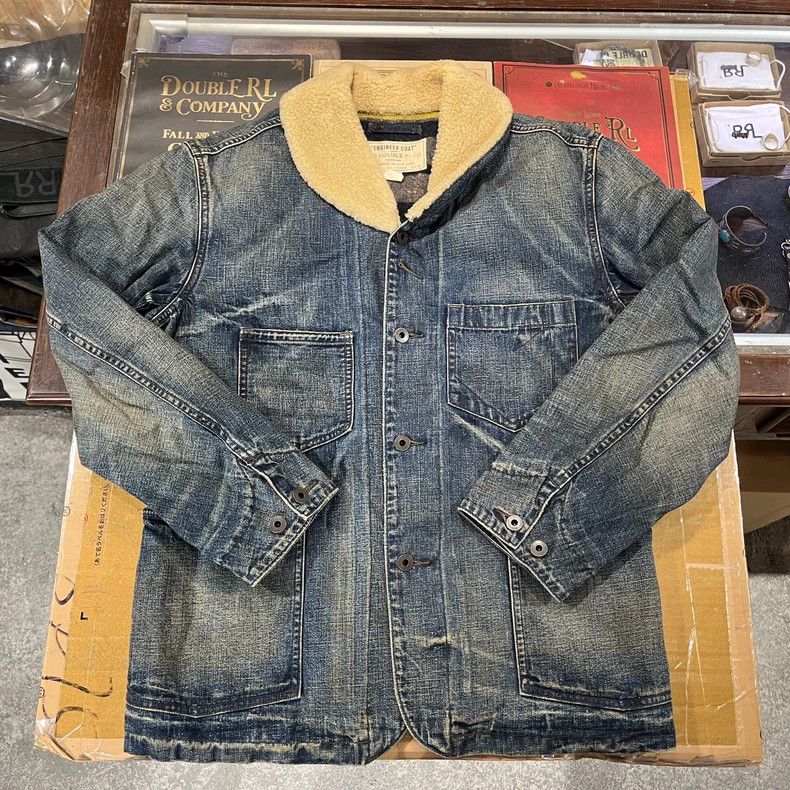 RRL Ralph Lauren RRL Distressed Denim Jacket Wool Collar Size US S / EU 44-46 / 1 - 2 Thumbnail