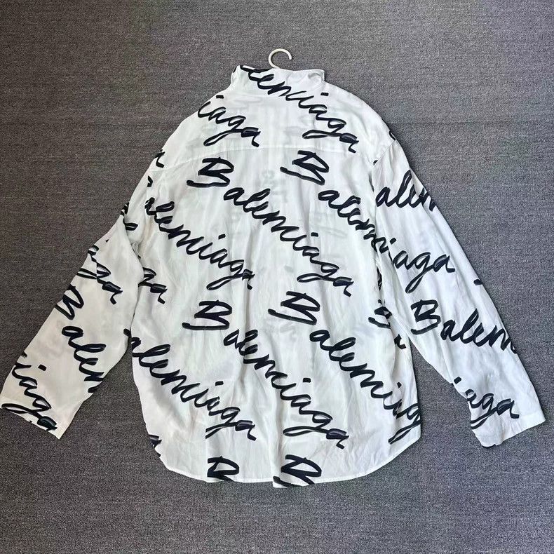 Balenciaga Balenciaga Black White Logo Shirt Size US XL / EU 56 / 4 - 2 Thumbnail