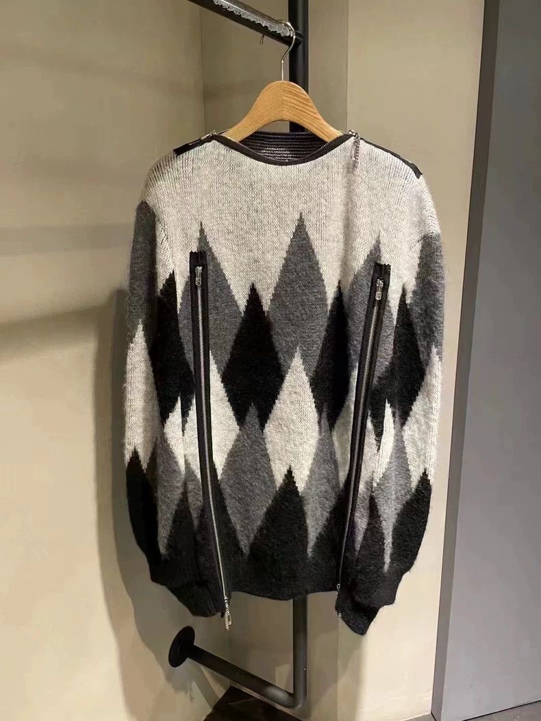 Takahiromiyashita The Soloist. Argyle Pin Zip Cloak Sweater Size US M / EU 48-50 / 2 - 4 Thumbnail