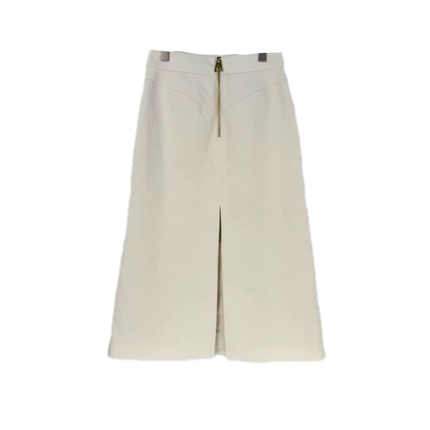 Louis Vuitton Louis Vuitton Cream Metal Logo Midi Skirt Size US 38 / EU 54 - 2 Thumbnail