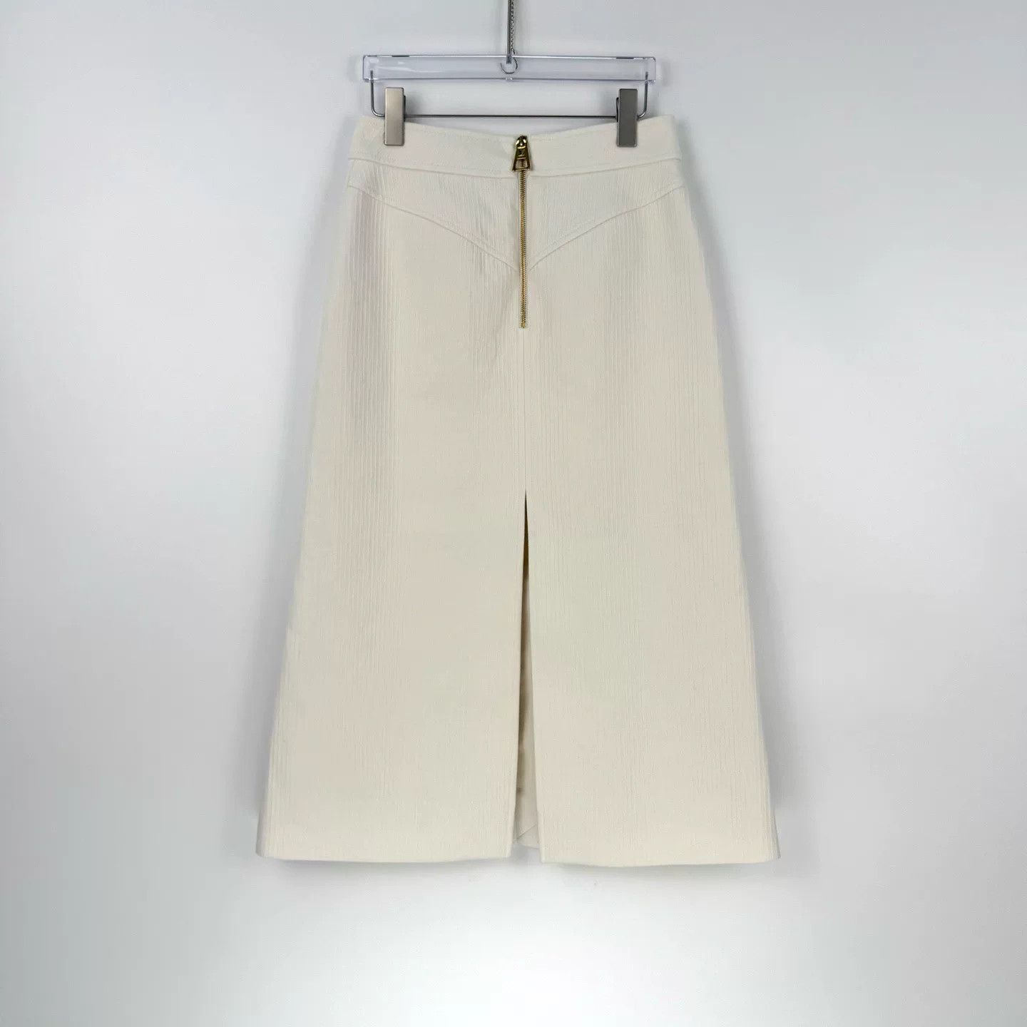 Louis Vuitton Louis Vuitton Cream Metal Logo Midi Skirt Size US 38 / EU 54 - 4 Thumbnail