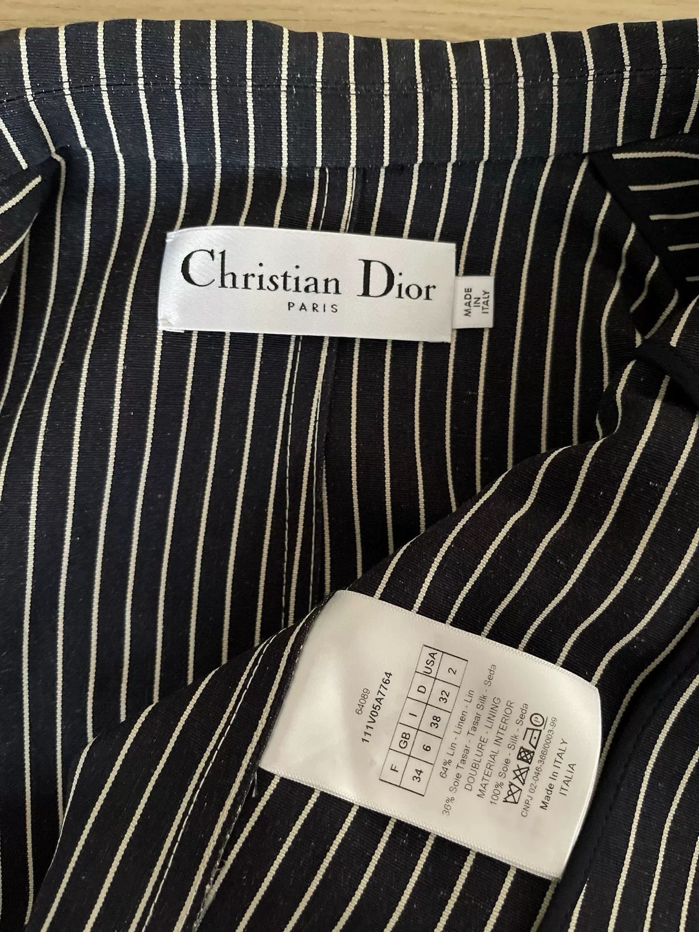 Dior Dior Black White Stripe Blazer FR34 Size US XS / EU 42 / 0 - 3 Thumbnail