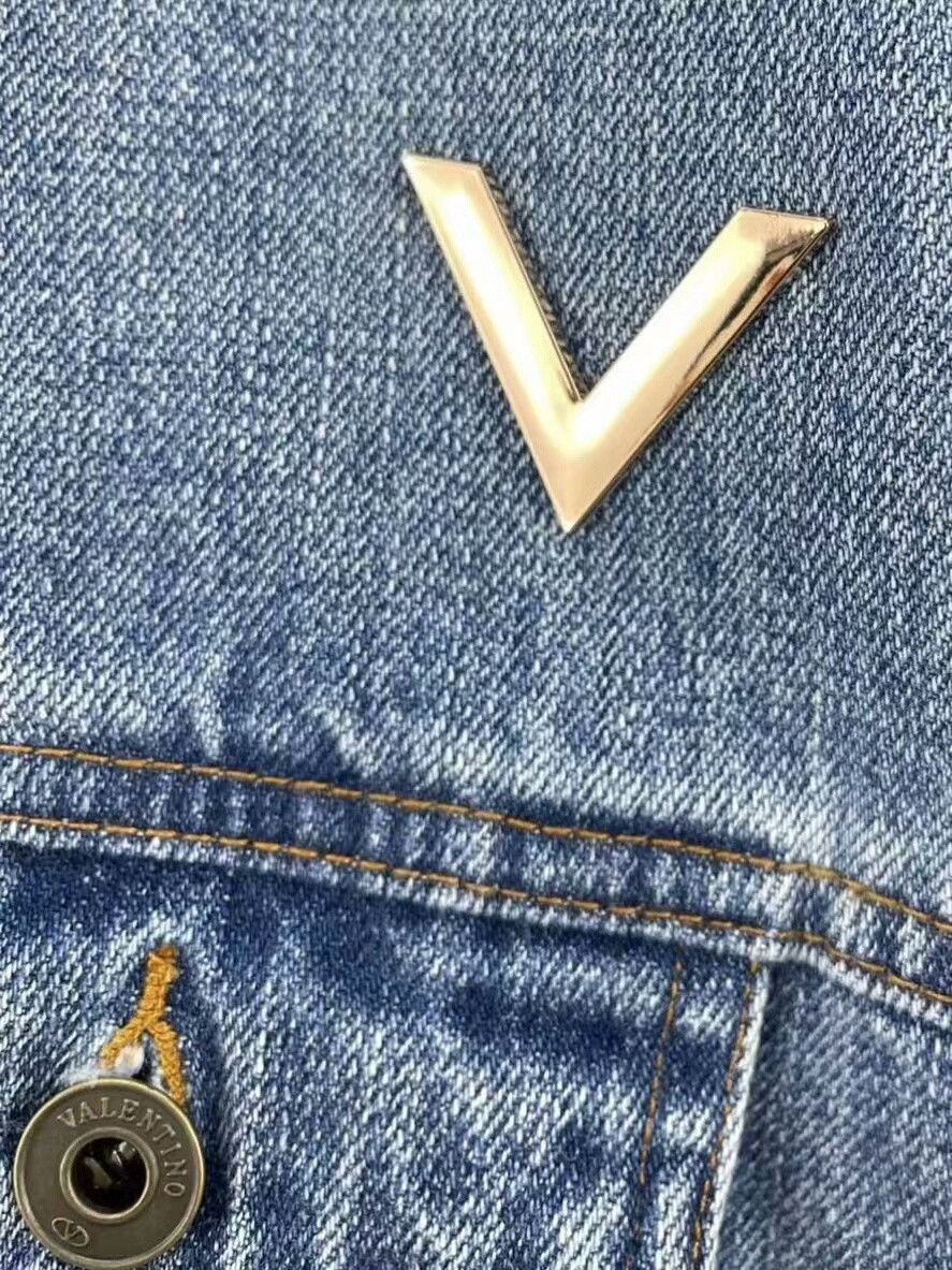 Valentino Valentino Denim Cape Jacket with V Logo Size US XS / EU 42 / 0 - 2 Thumbnail