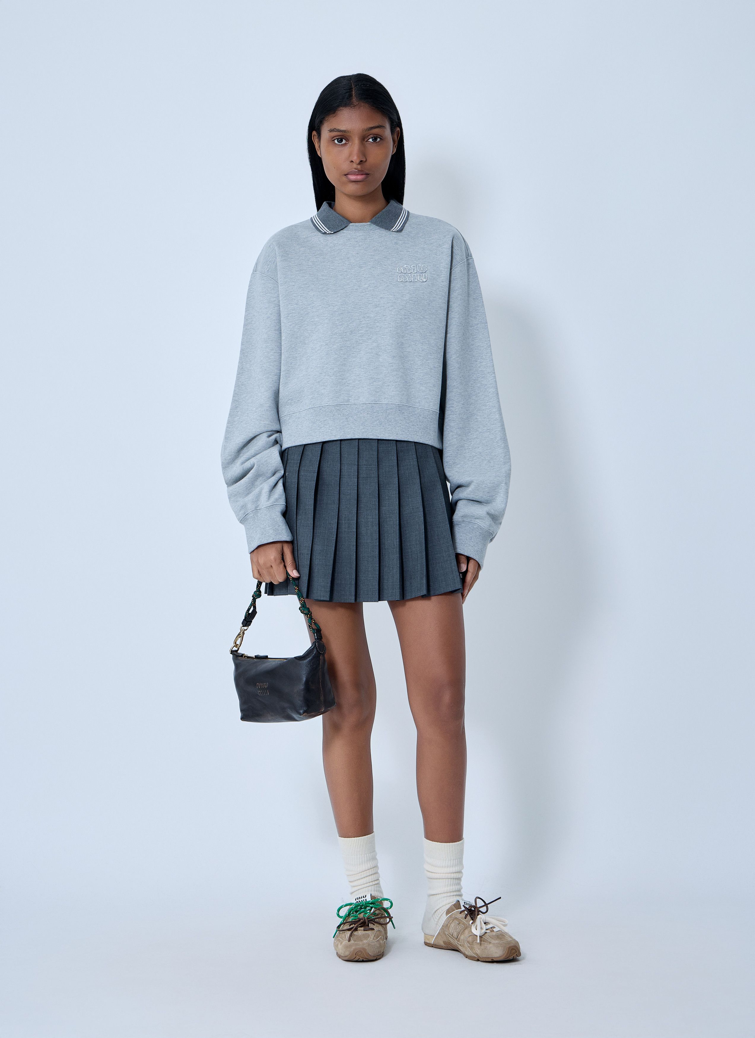 Miu Miu Logo Motif Fleece Sweatshirt Size XS / US 0-2 / IT 36-38 - 2 Thumbnail