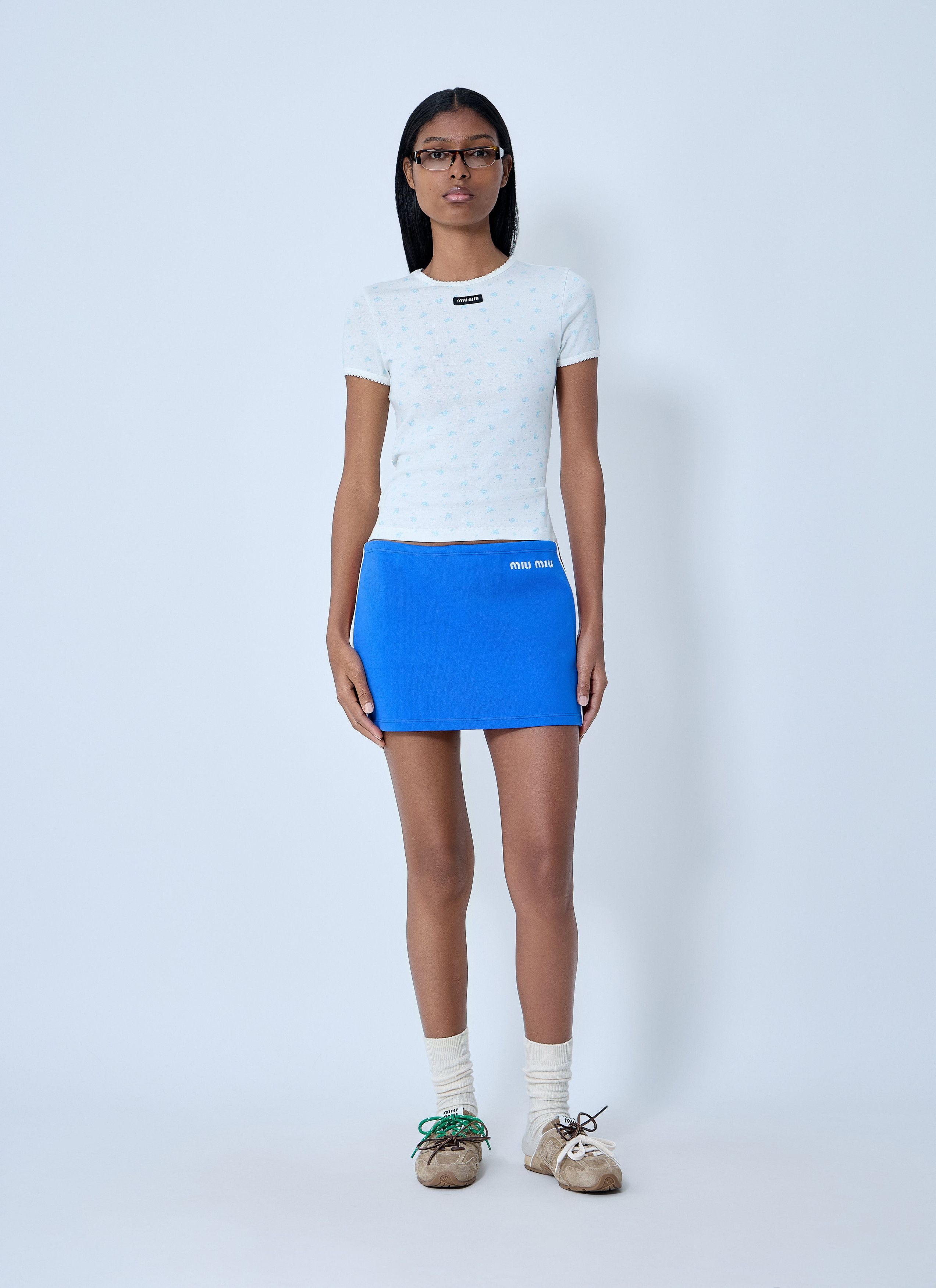 Miu Miu Logo Motif Mini Skirt Size 28" / US 6 / IT 42 - 2 Thumbnail