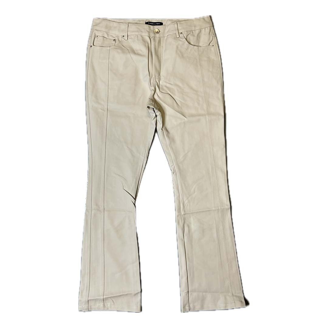 Embellish White Leather Flare Pant Jeans Size US 34 / EU 50 - 2 Thumbnail