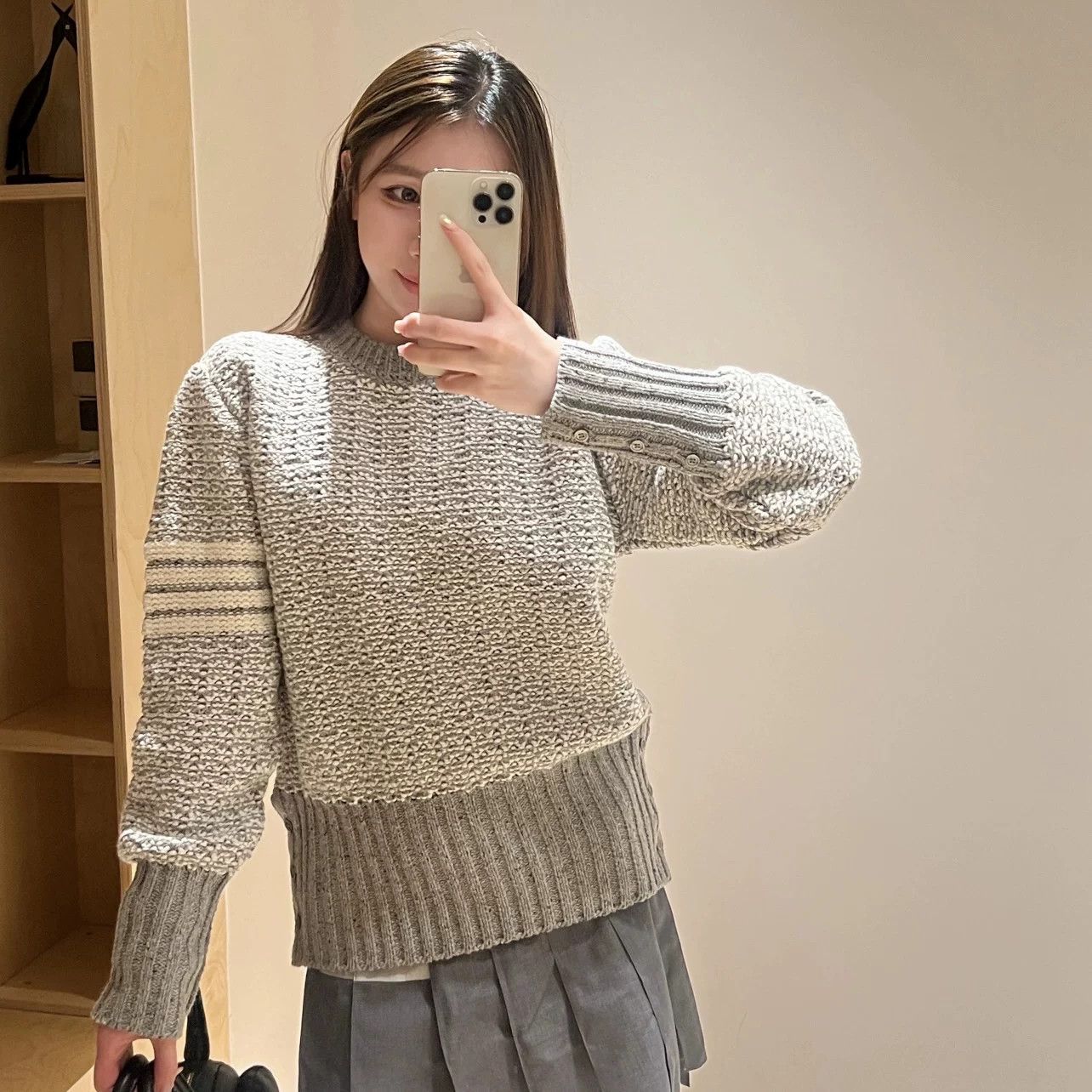 Thom Browne thom browne gray waffle knit sweater 3 Size US M / EU 48-50 / 2 - 8 Thumbnail