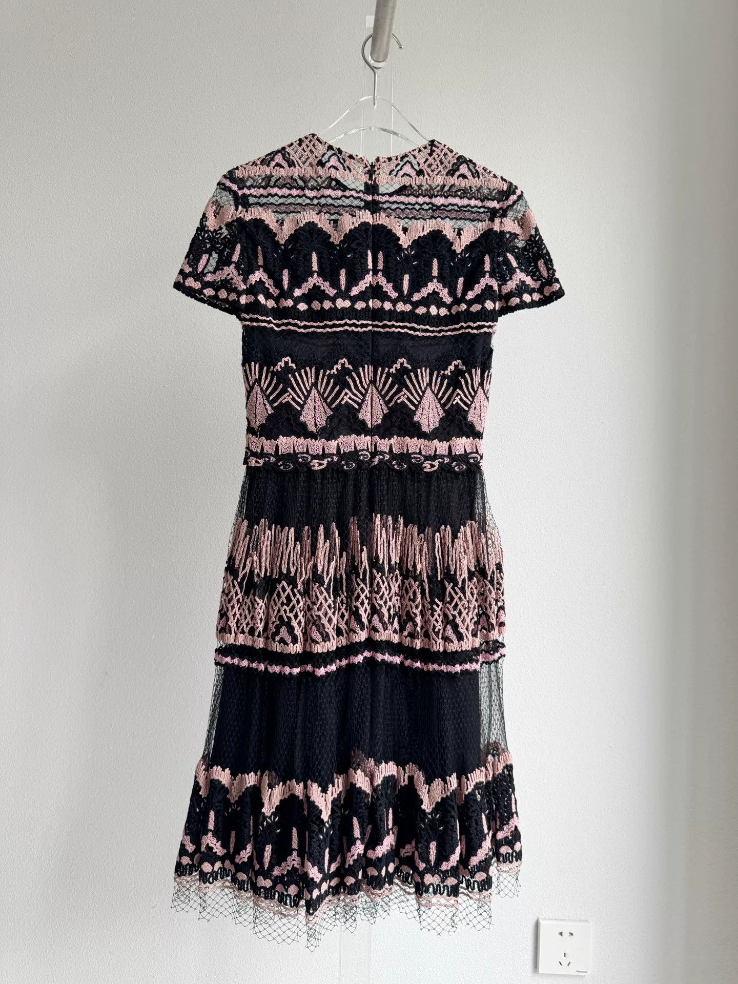 Valentino black lace dress by Valentino with pink details Size US 38 / EU 54 - 2 Thumbnail