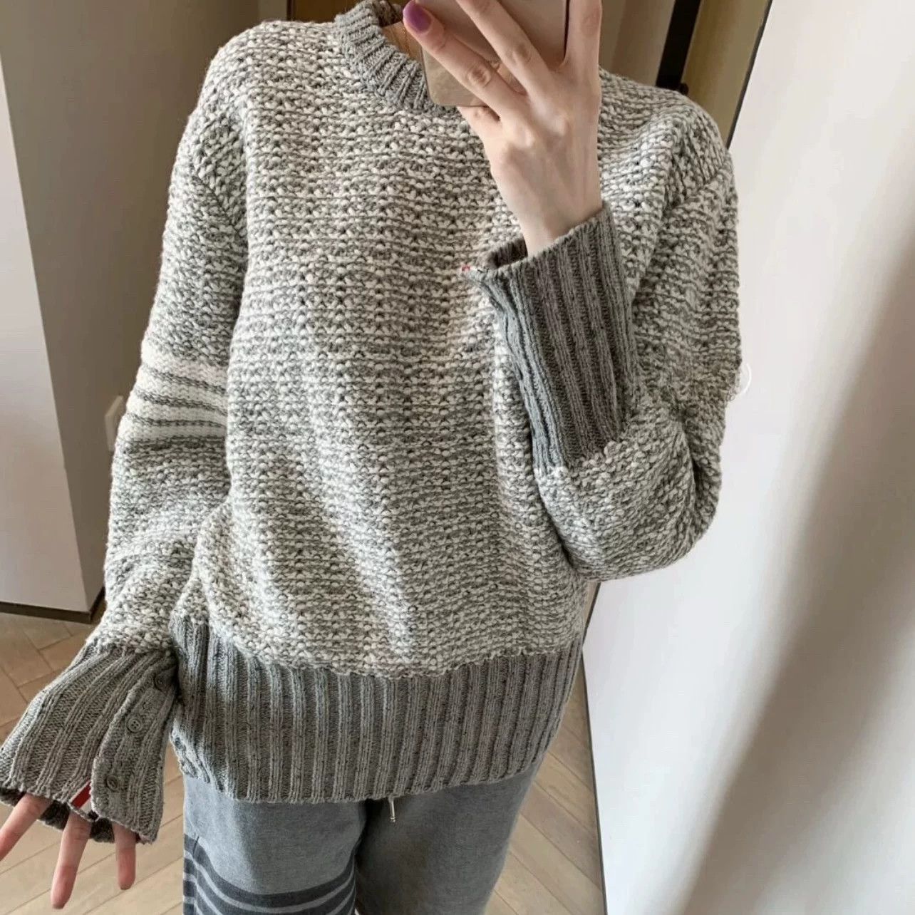 Thom Browne thom browen gray waffle knit sweater Size US M / EU 48-50 / 2 - 6 Thumbnail