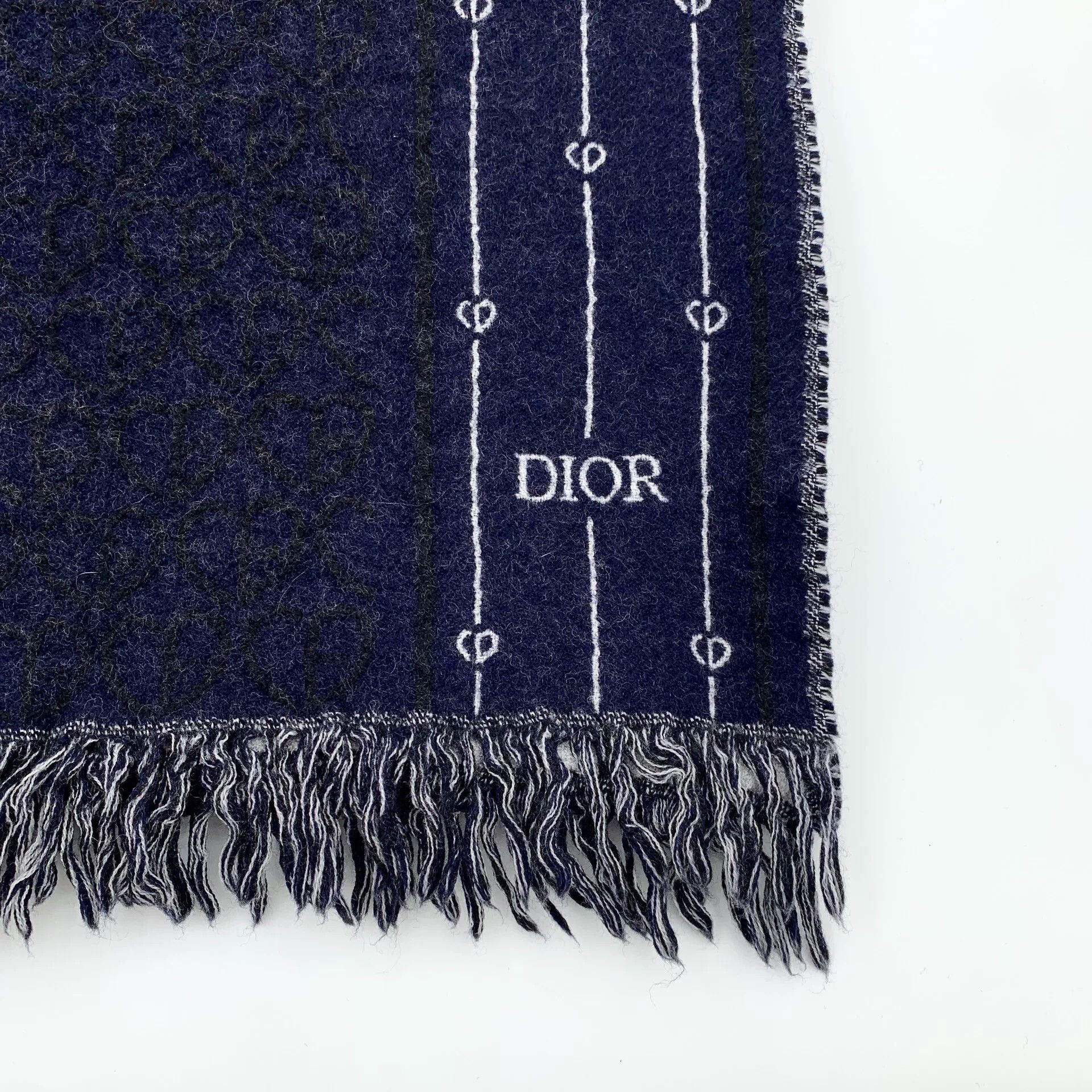Dior Dior Blue CD Embroidered Wool Scarf Size ONE SIZE - 4 Thumbnail