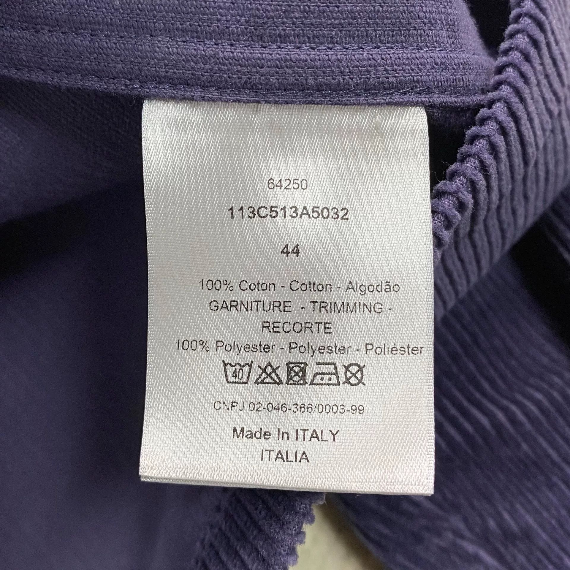 Dior Dior Purple Corduroy Zip Jacket Size US L / EU 52-54 / 3 - 4 Thumbnail