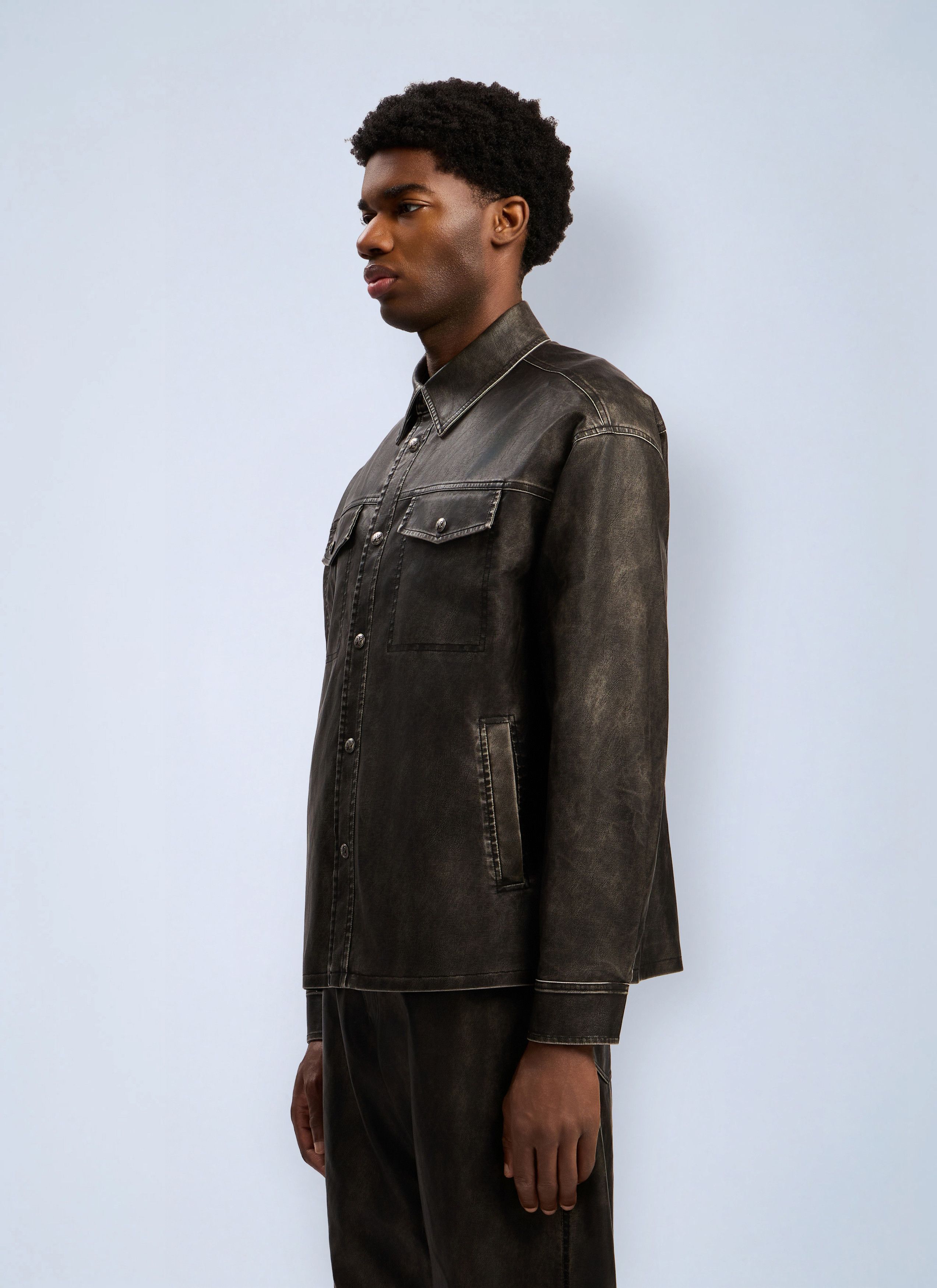 Palm Angels Curved Logo Coated Overshirt Size US L / EU 52-54 / 3 - 3 Thumbnail