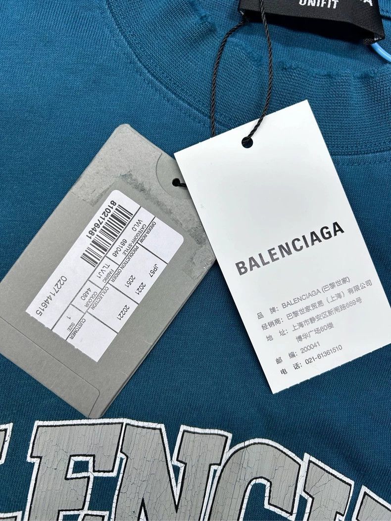 Balenciaga Distressed Blue Long Sleeve