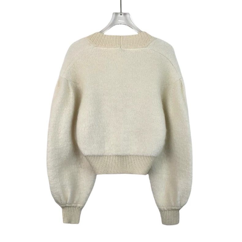 Fendi Fendi Beige Logo Embroidered Mohair Cardigan Size US M / EU 48-50 / 2 - 2 Thumbnail
