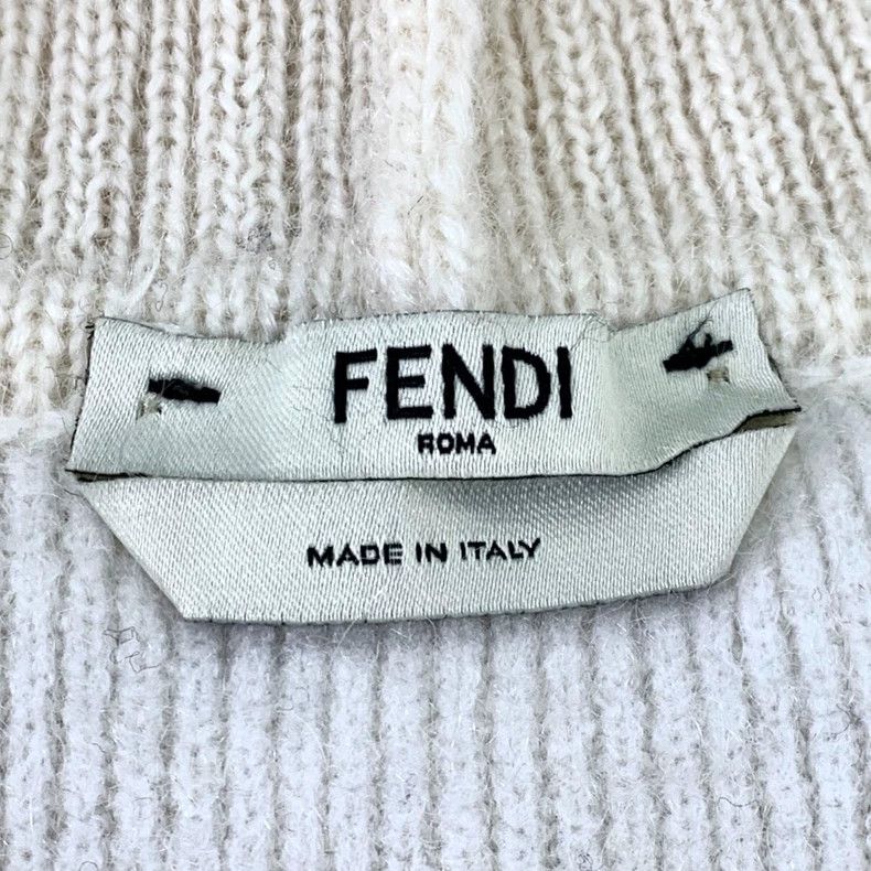 Fendi Fendi Beige Logo Embroidered Mohair Cardigan Size US M / EU 48-50 / 2 - 6 Thumbnail
