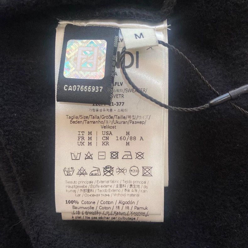 Fendi FENDI Black Embroidered Logo Sweatshirt Size US M / EU 48-50 / 2 - 7 Thumbnail