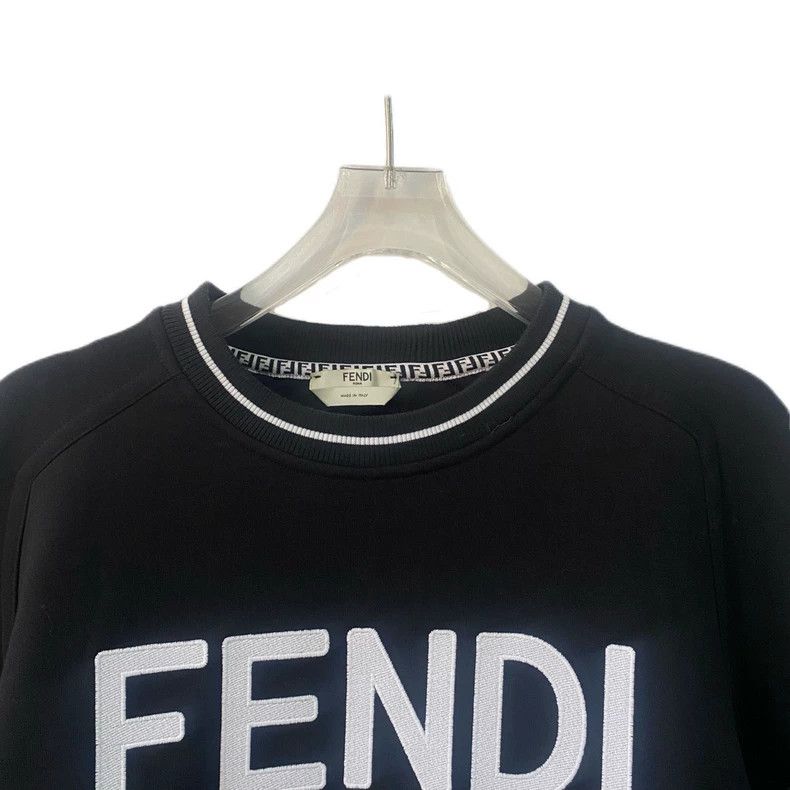 Fendi FENDI Black Embroidered Logo Sweatshirt Size US M / EU 48-50 / 2 - 3 Thumbnail