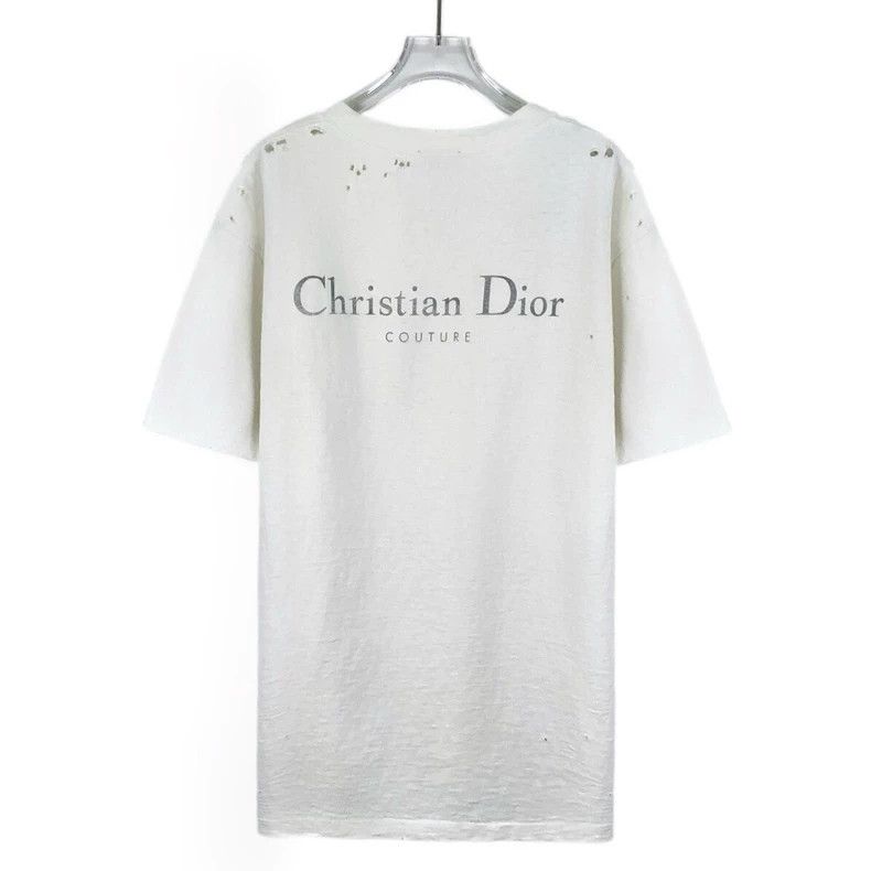 Dior Dior White Distressed Logo Print T-Shirt Size US M / EU 48-50 / 2 - 2 Thumbnail