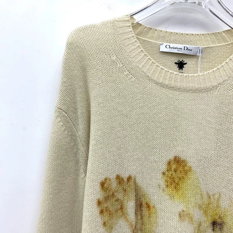 Dior Dior Beige Floral Cashmere Sweater Size US XS / EU 42 / 0 - 3 Thumbnail
