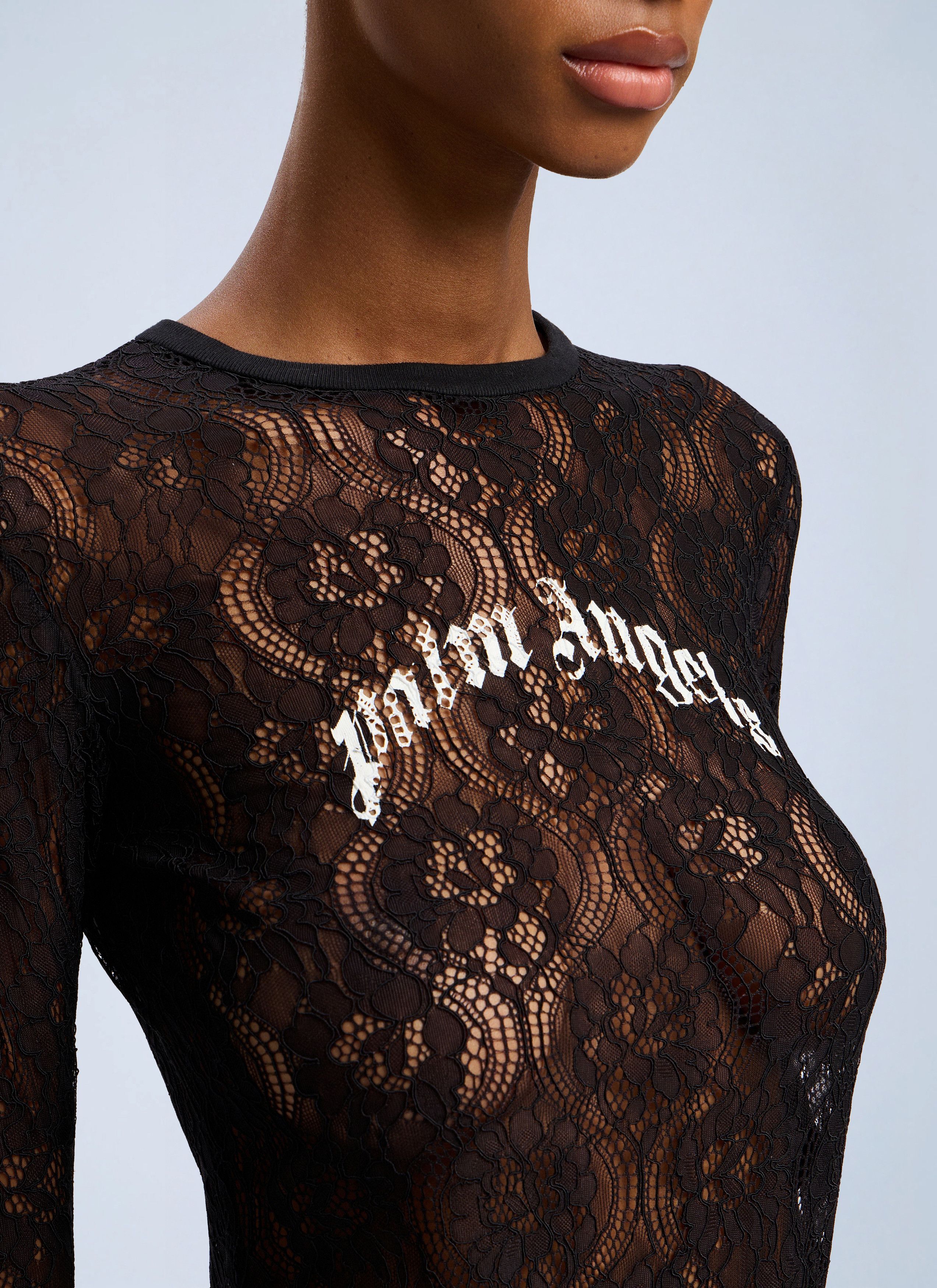 Palm Angels Curved Logo Lace Bodysuite Size XS / US 0-2 / IT 36-38 - 5 Thumbnail