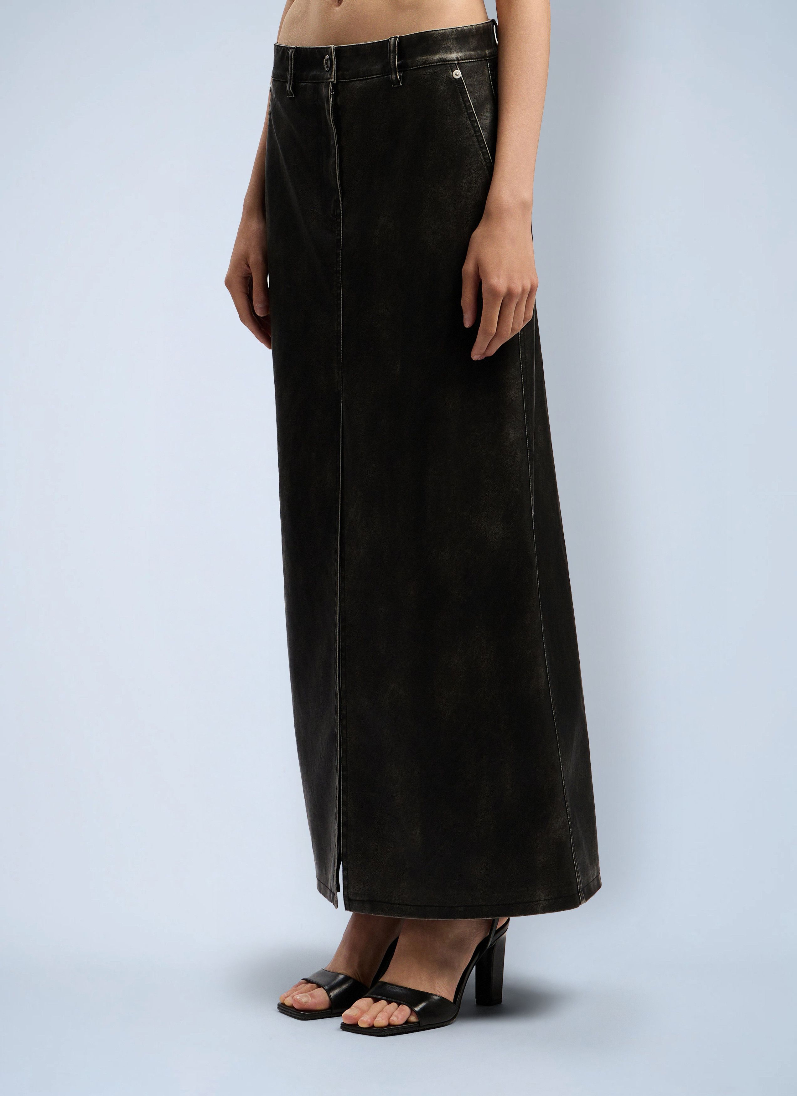Palm Angels Curved Logo Coated Long Skirt Size 30" / US 8 / IT 44 - 3 Thumbnail