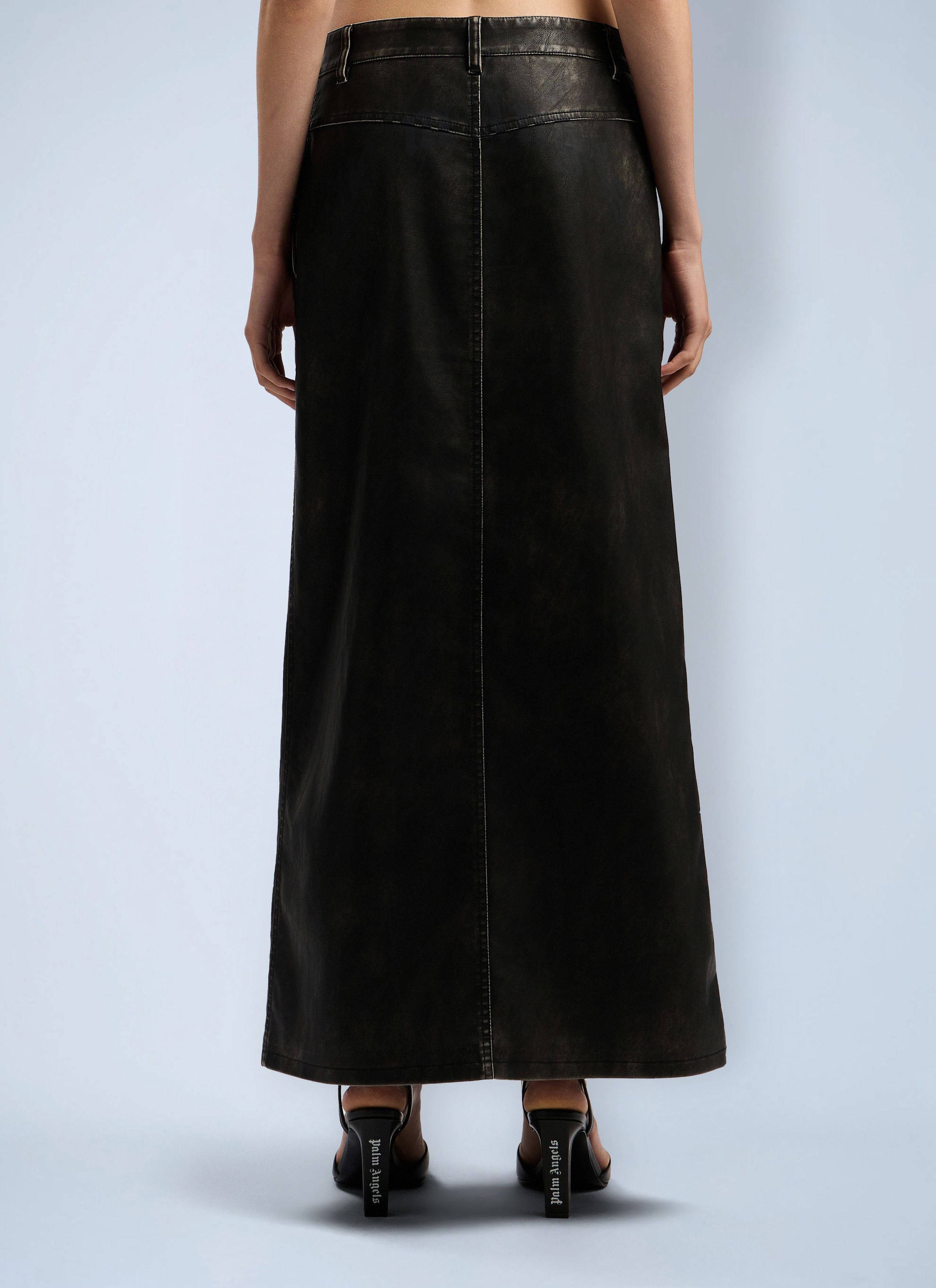Palm Angels Curved Logo Coated Long Skirt Size 30" / US 8 / IT 44 - 4 Thumbnail