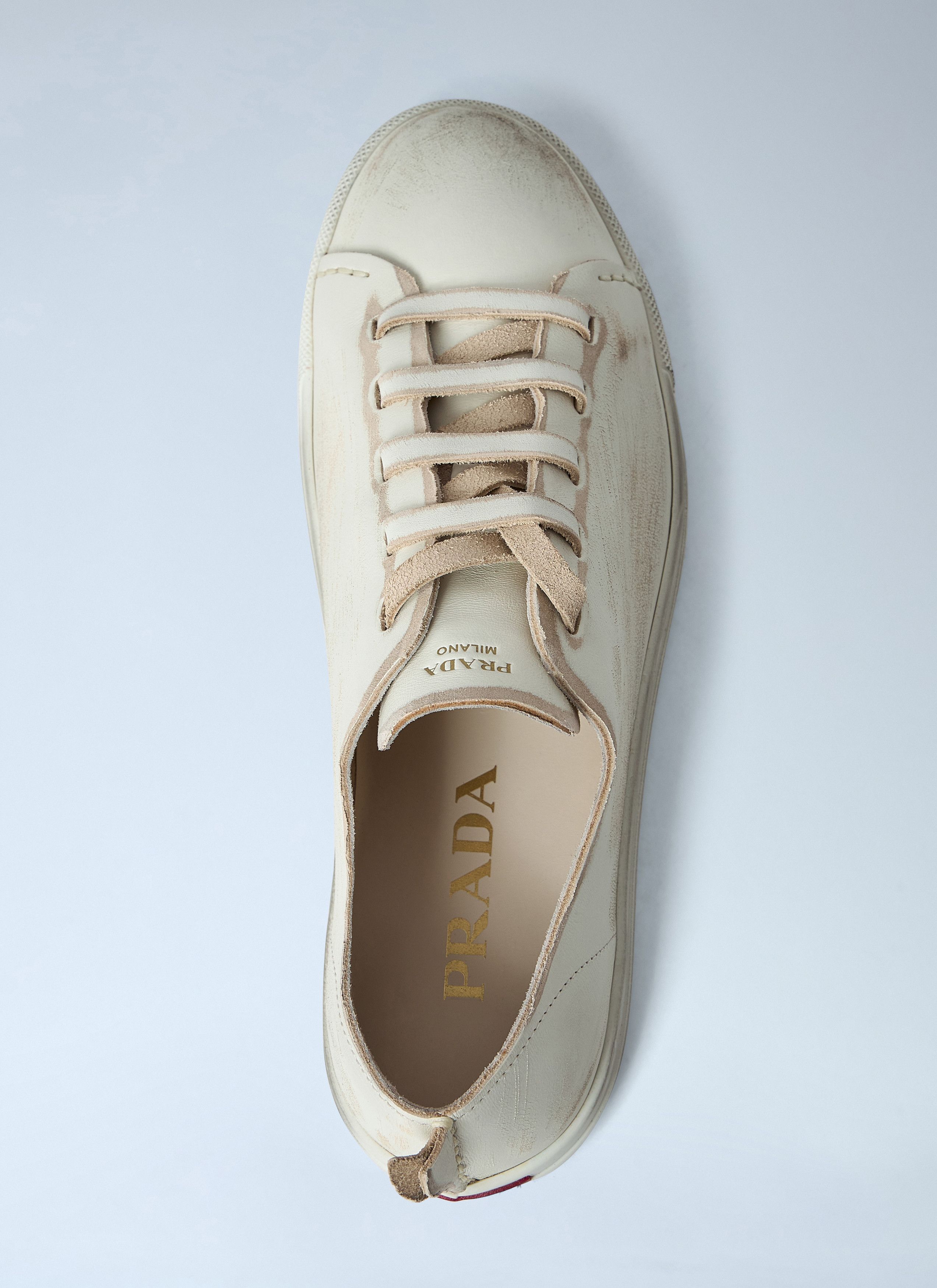 Prada Antiqued Leather Sneakers Size US 10 / IT 40 - 6 Thumbnail