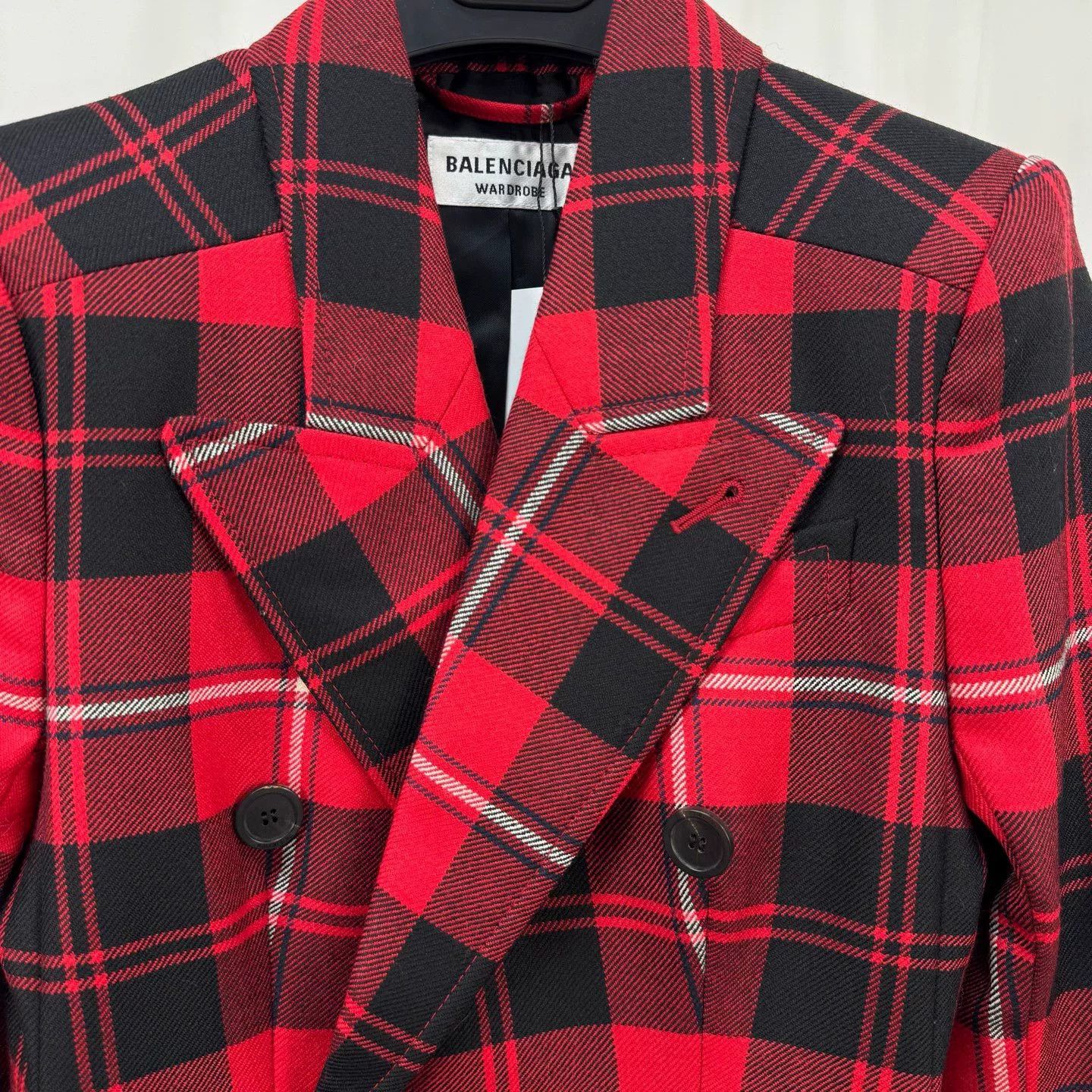 Balenciaga Balenciaga Black Red Plaid Wool Blazer Size US S / EU 44-46 / 1 - 3 Thumbnail