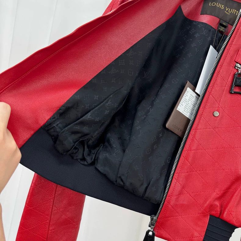 Louis Vuitton Louis Vuitton Red Leather Jacket Size US XS / EU 42 / 0 - 6 Thumbnail