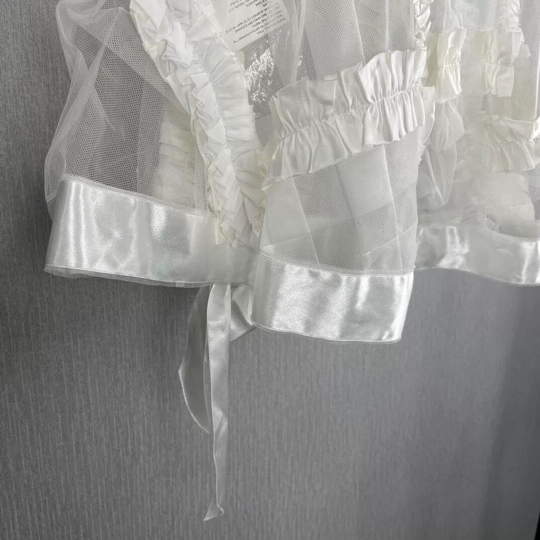 Comme des Garcons COMME des GARCONS White Lace Cape Coat Size US M / EU 48-50 / 2 - 8 Thumbnail