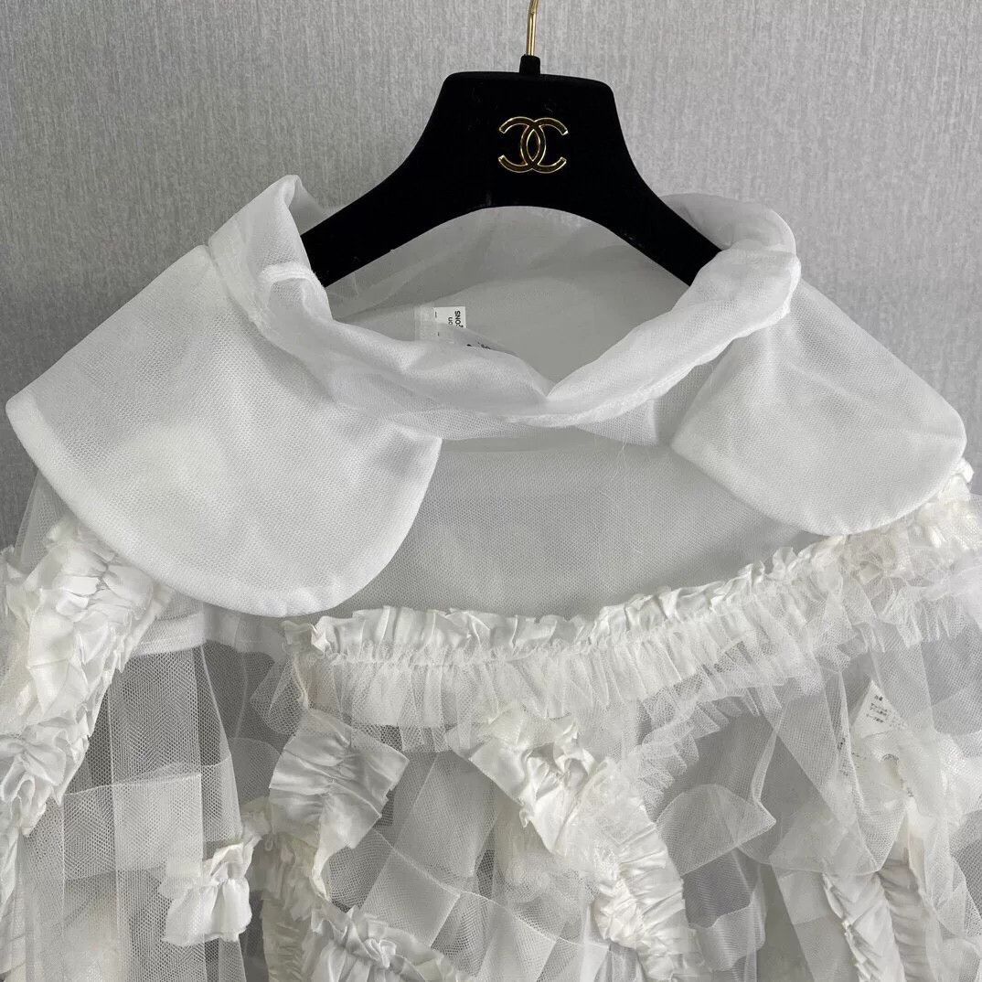 Comme des Garcons COMME des GARCONS White Lace Cape Coat Size US M / EU 48-50 / 2 - 3 Thumbnail